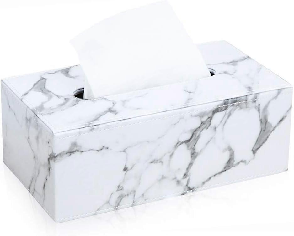 Rectangular Leather Tissue Box (Marble)
