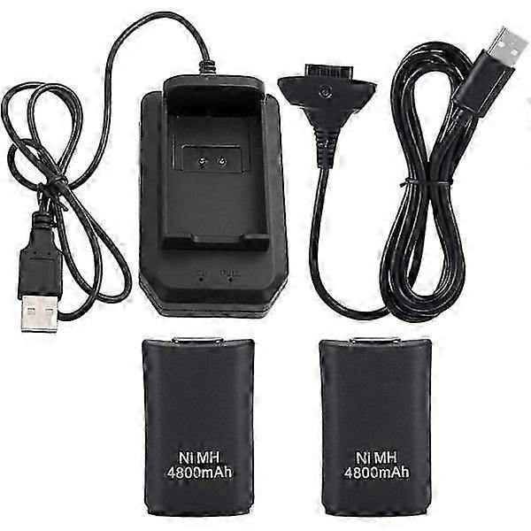 Kit for Xbox 360 controller, 2*4800mAh battery USB charging cable+charging base
