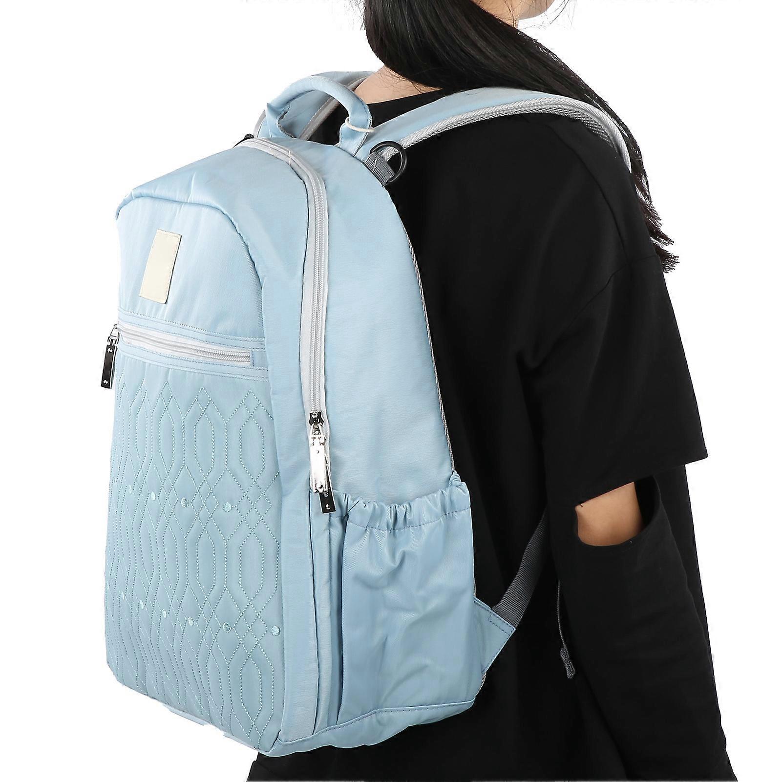 Portable Waterproof Large Capacity Diaper Backpack Blue Nylon