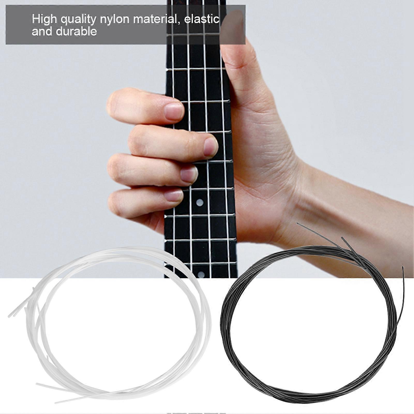 2 Sets 27 Inch Nylon Ukulele Strings White & Black for 21"-26"