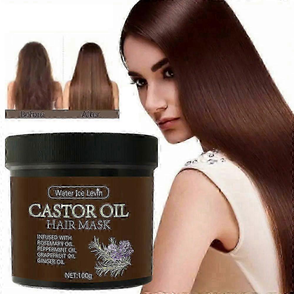 ExquisiteCastor Oil Hair Mask 100g, Infused with Rosemary, Peppermint Oil, Deep for Dry Damaged Hair, Fuller and Thicker Looking Formula