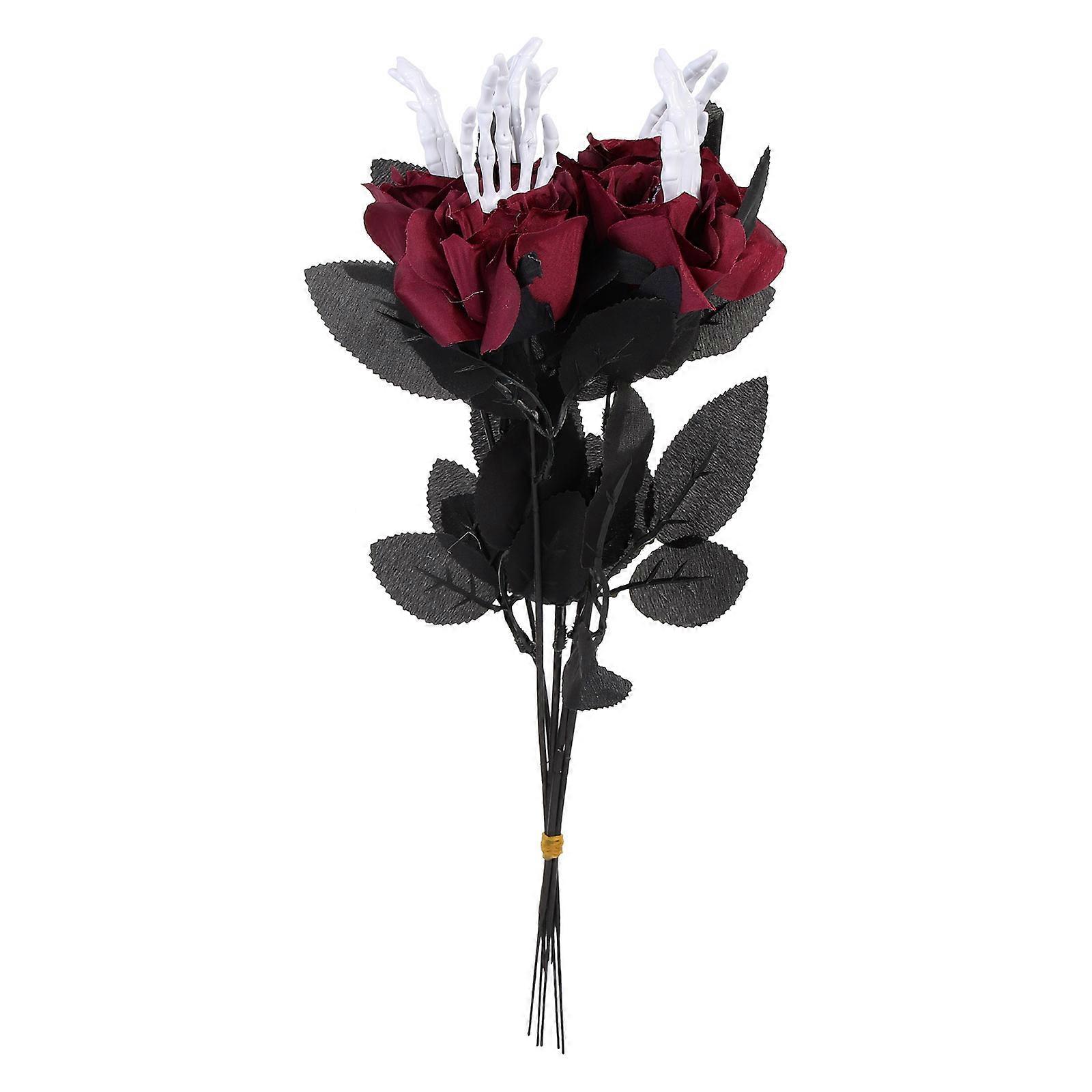 Artificial Skeleton Hand Rose Flower for Halloween Decoration 5Pcs