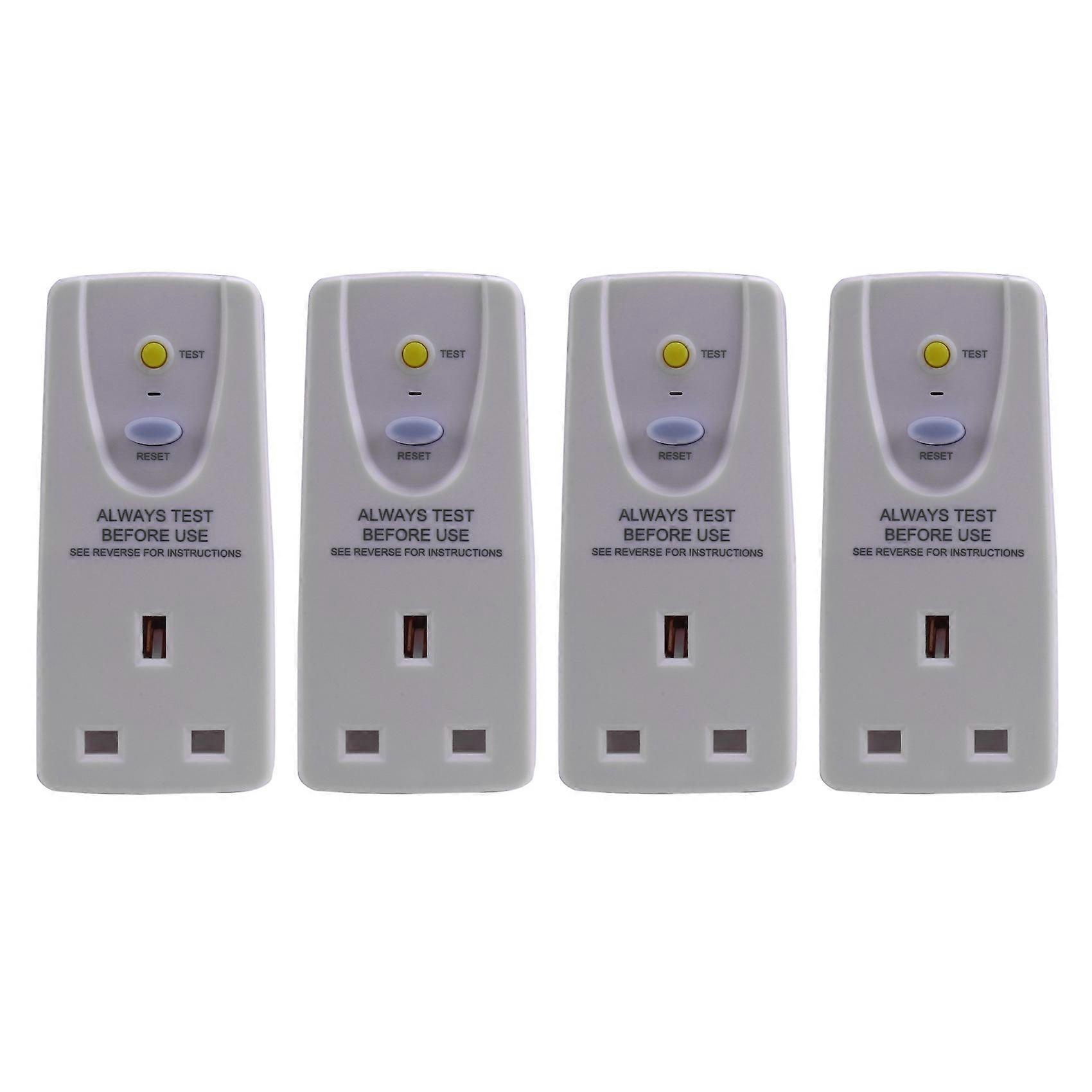 4X UK Plug 13A Gfci Leakage Protection Plug Rcd Socket Home Circuit Breaker Cutout Switch- UK Plug