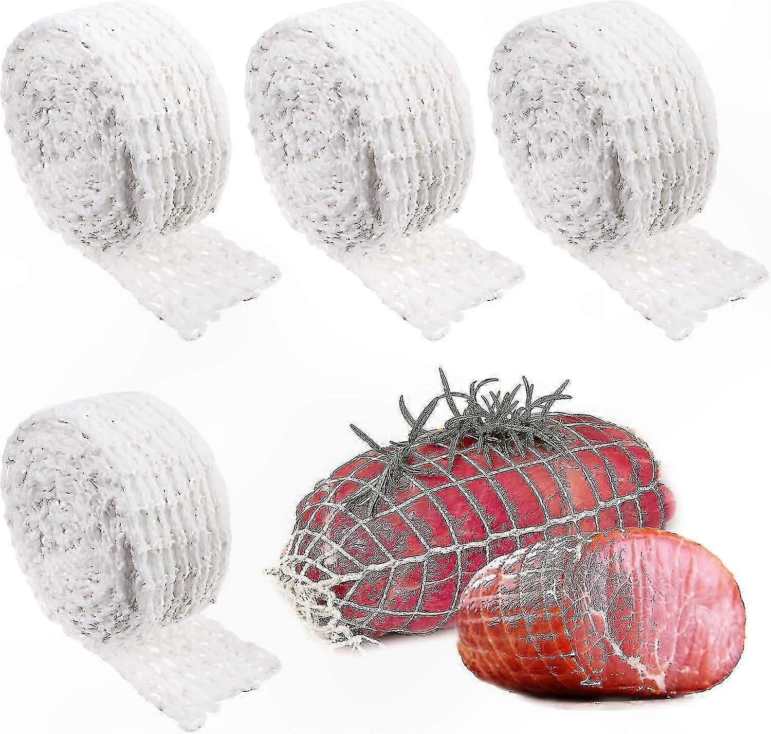 4-Pack Elastic Meat Netting Rolls, Size 16, for Poultry, Ham, and Beef Wrapping
