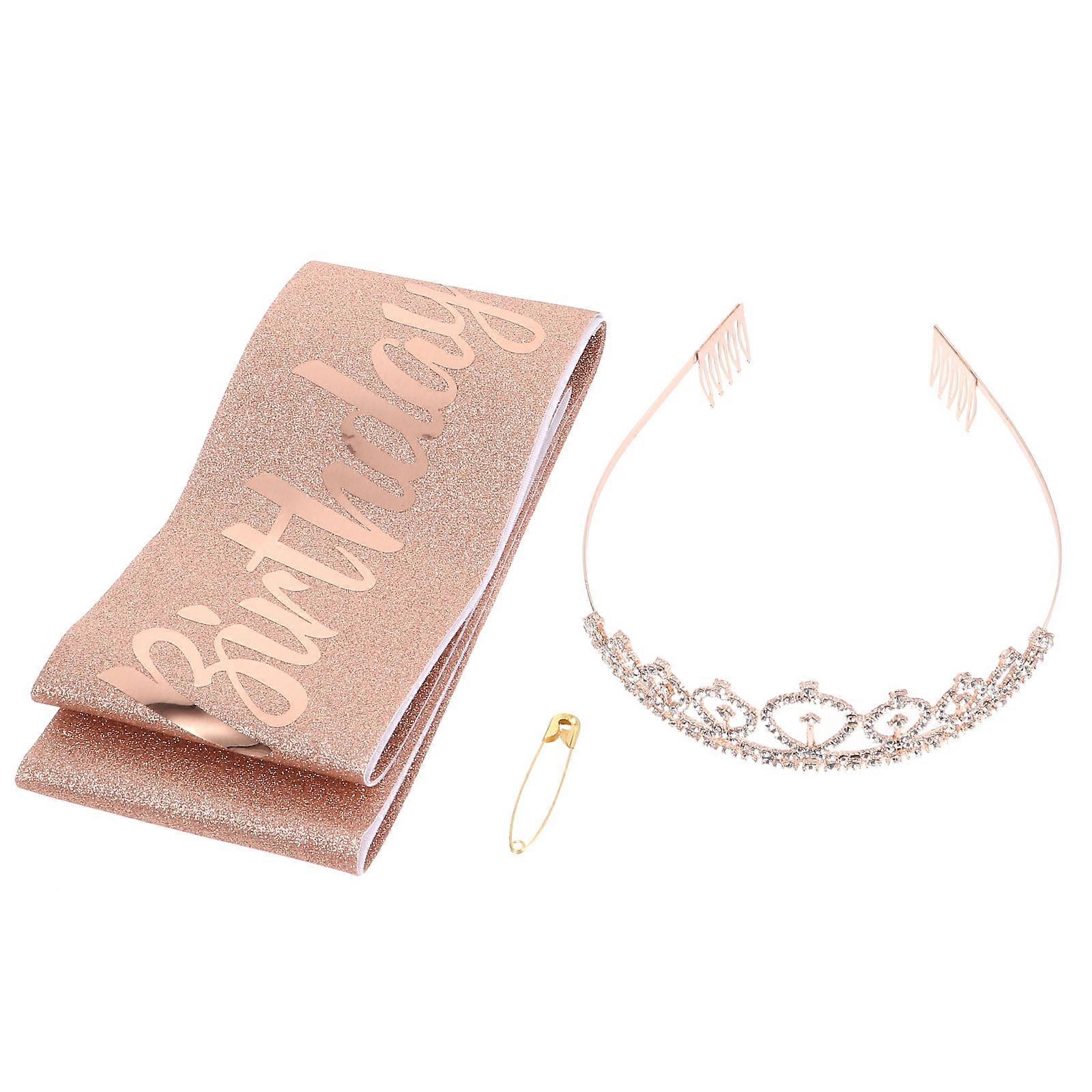 Creative Crown Shoulder Strap Birthday Party Sash and Headband Set