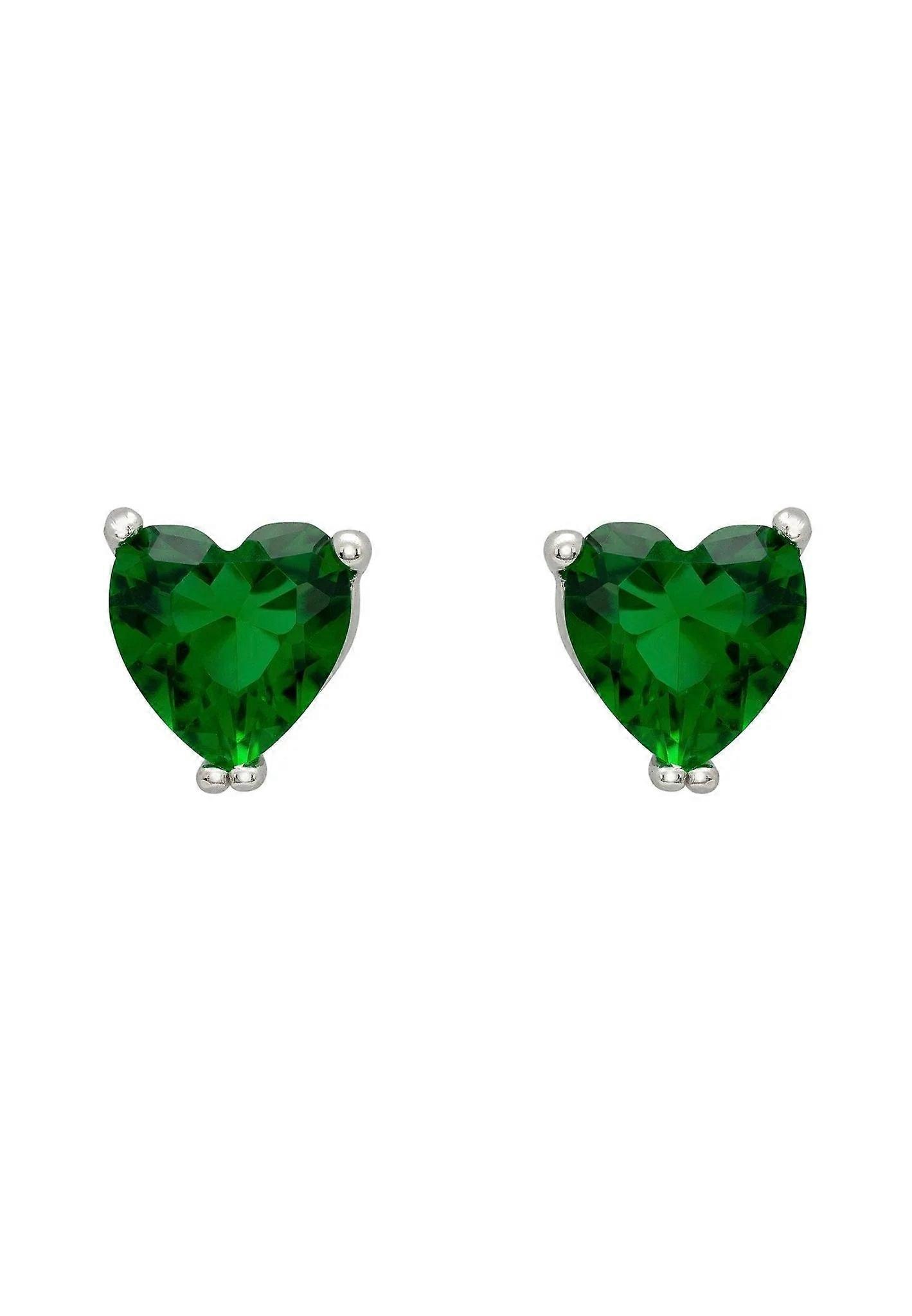 Latelita Asscher Schliff Herz Ohrstecker in Silber mit Smaragd Edelsteinen - 0,5cm x 0,5cm