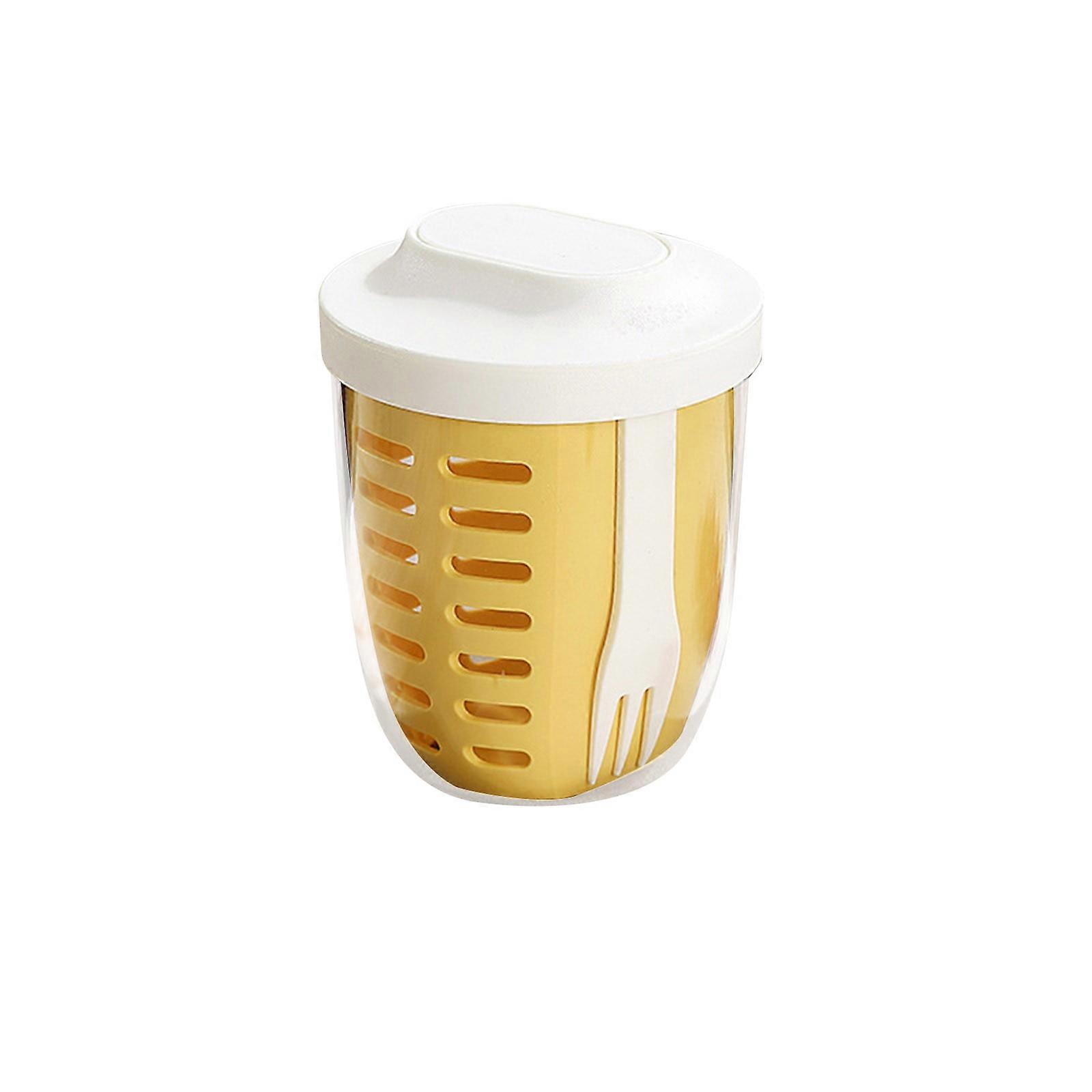 Fresh Fruit Salad Storage Cup with Lid, Fork & Drain Basket - 22oz Leakproof Reusable Container with Removable Colander for Fruits & Veggies