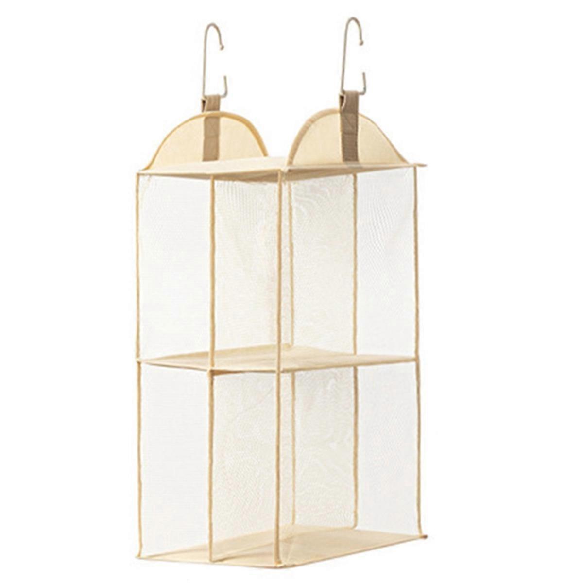 Eco-Friendly Hanging Tote Bag Organizer - Dust-Proof, parent Storage Solution for Closets Storage Bag Khaki 2 Layer