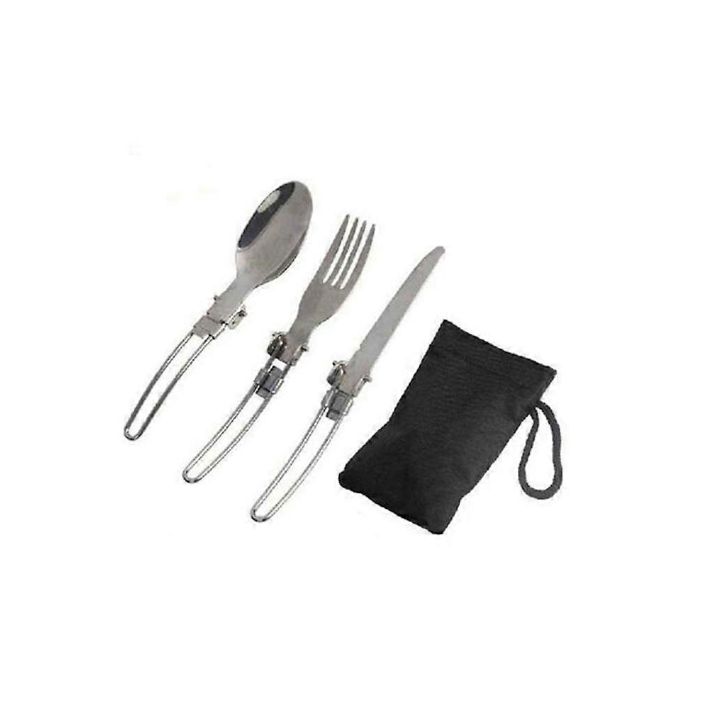 3 Pieces/Set Spoon Camping Foldable Fork Backpacking Tableware Dinnerware