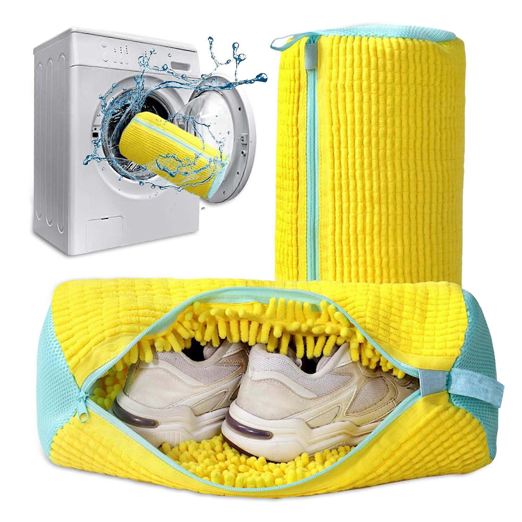 Shoe Washing Machine Bag 2Pack With Upgraded Locking Zipper HeavyDuty Reusable Bag For Sneakers Trainers Canvas