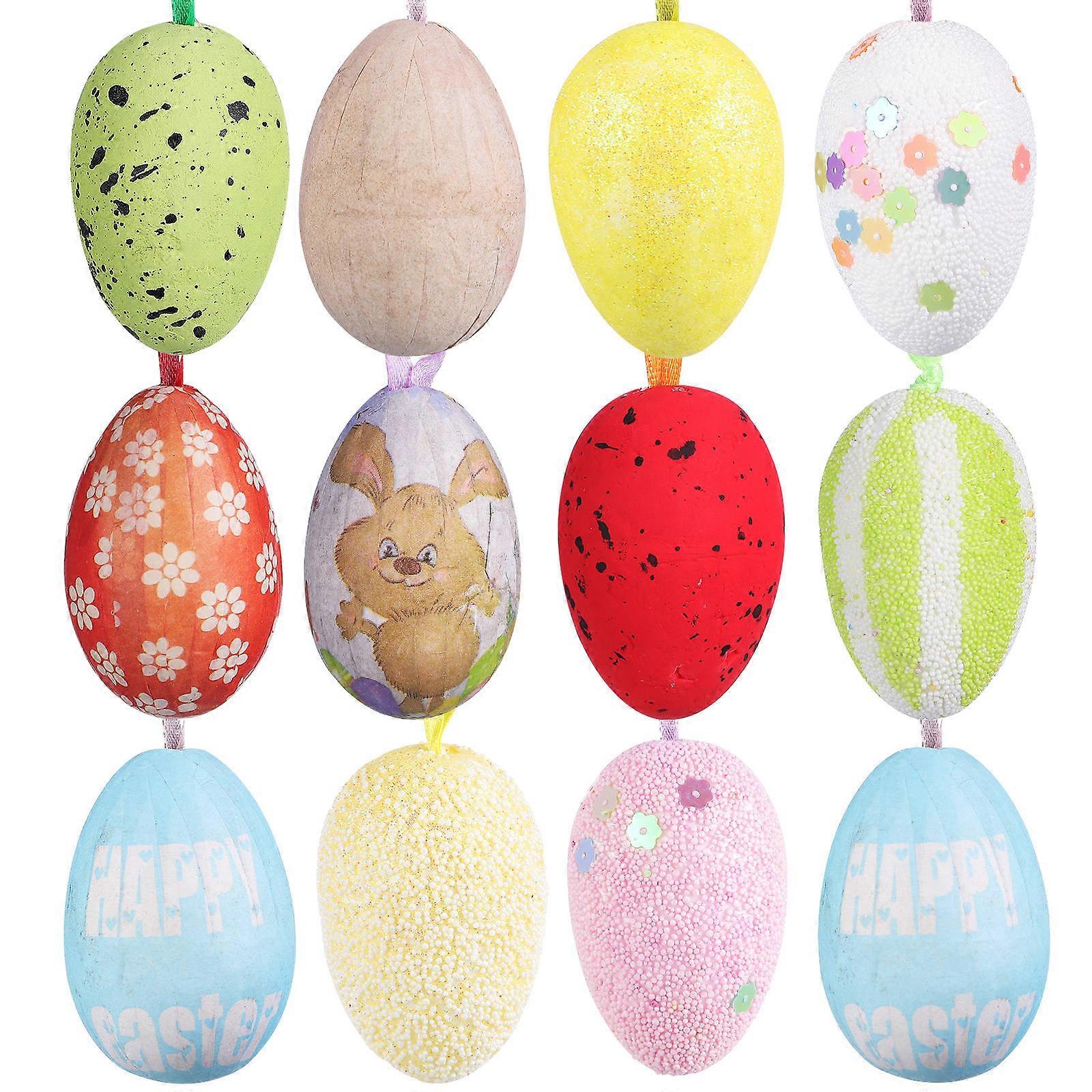 Easter Hanging Ornament Egg Pendant for Decoration 24Pcs Included