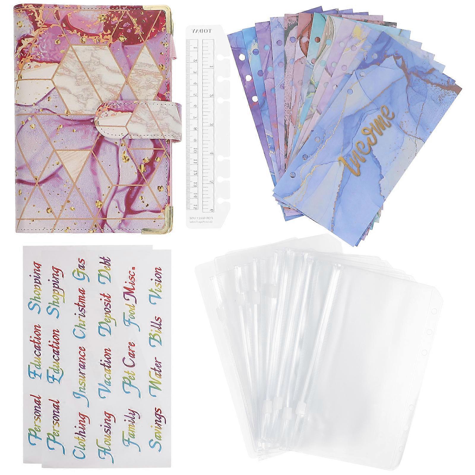 Waterproof Dustproof Budget Binders Cash Saving Envelope Organizer For Gifting Students Marble Pattern 1Set
