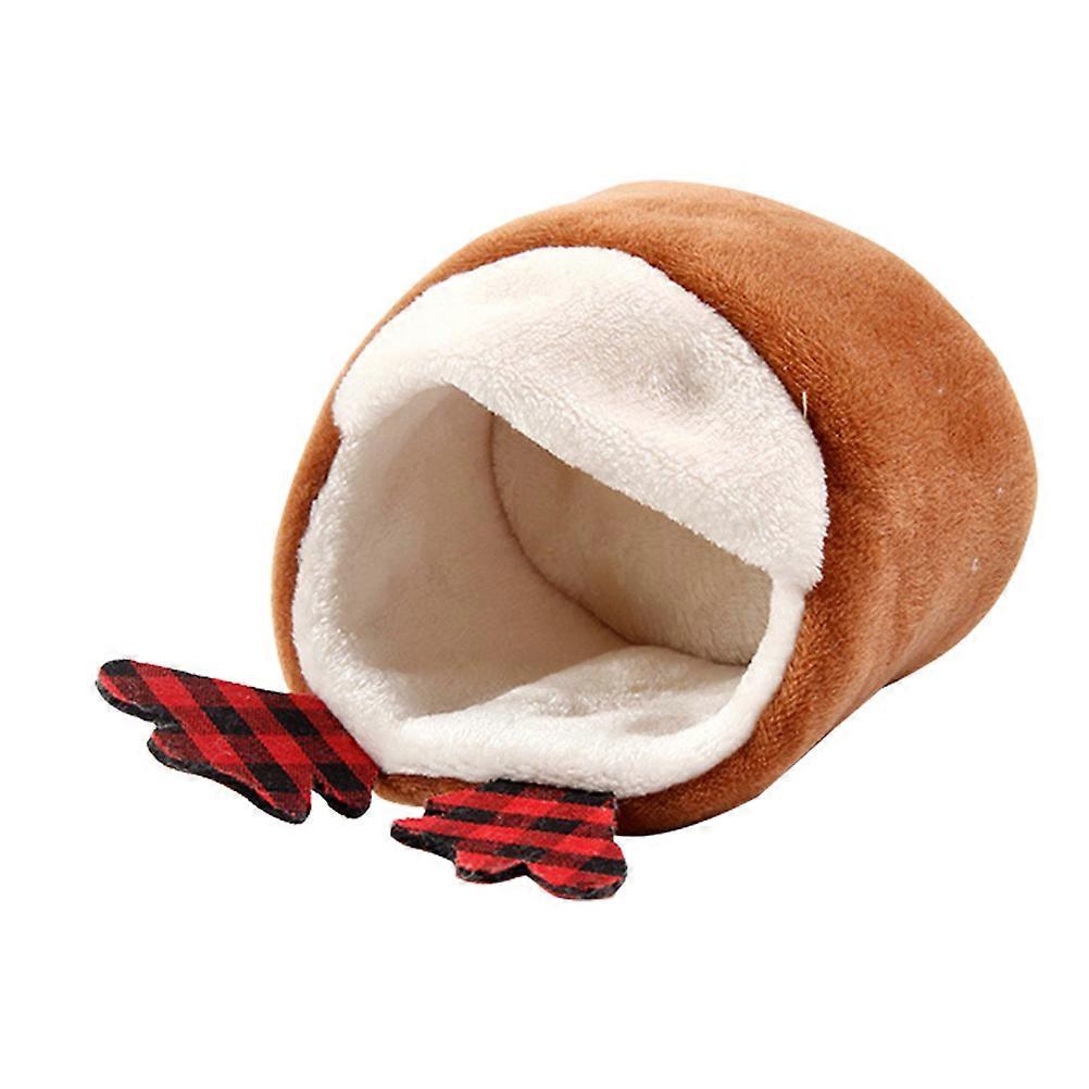 Pet Warm Nest Hamster Sleep Nest Plush Bed 1Pcs Brown Sleeping Bed