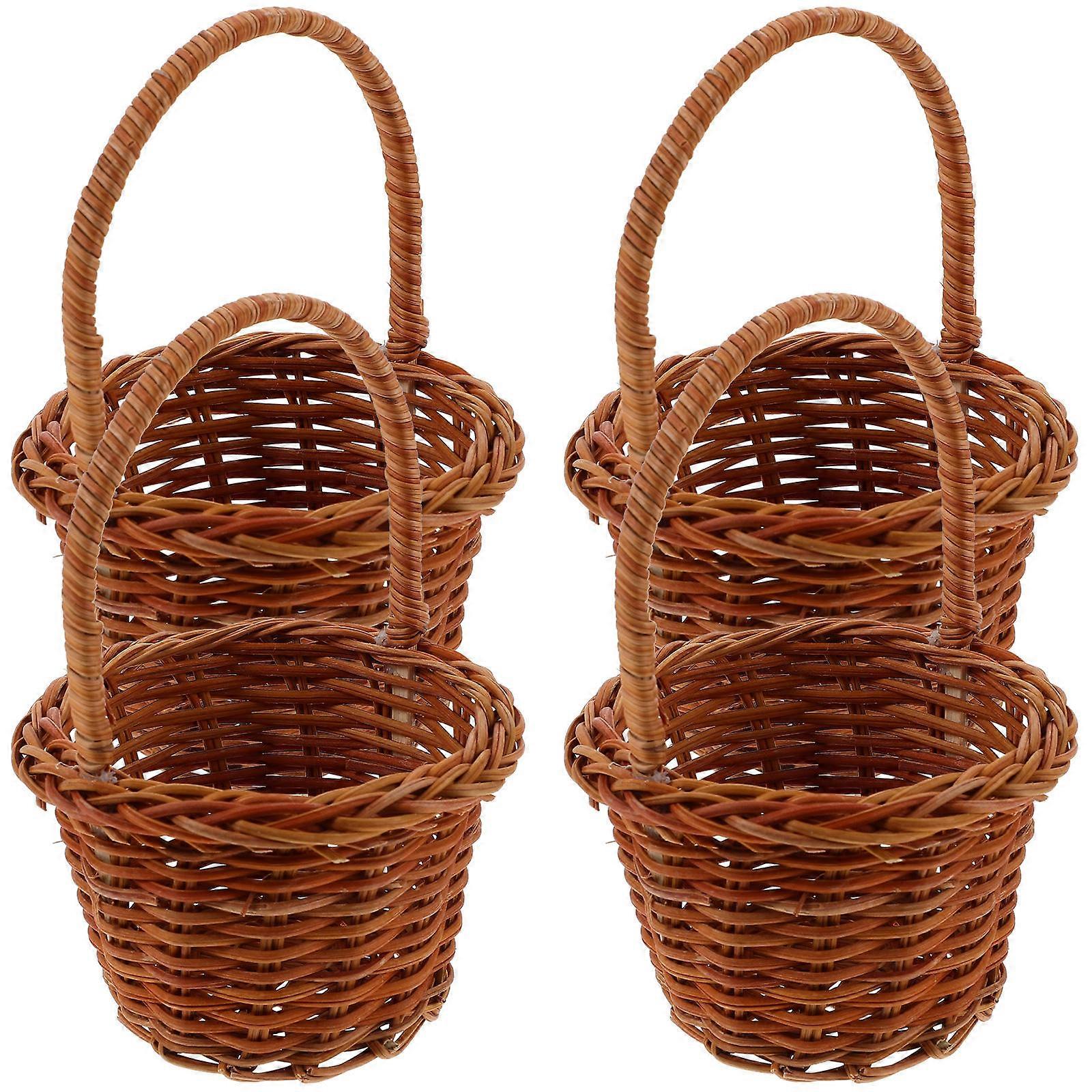 Mini Woven Flower Basket 12Pcs Handcrafted Rustic Storage Solution Perfect For Wedding Party Table Decor