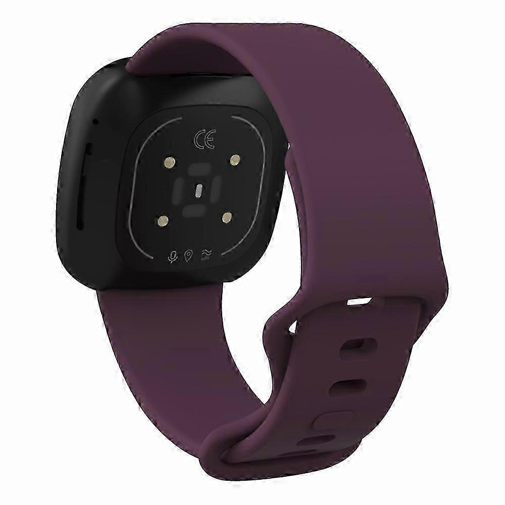 D9u 22.5mm Soft Silicone Watch Strap Replacement for Fitbit Versa Q2M 3 Sense [Size: L] - Dark Purpl