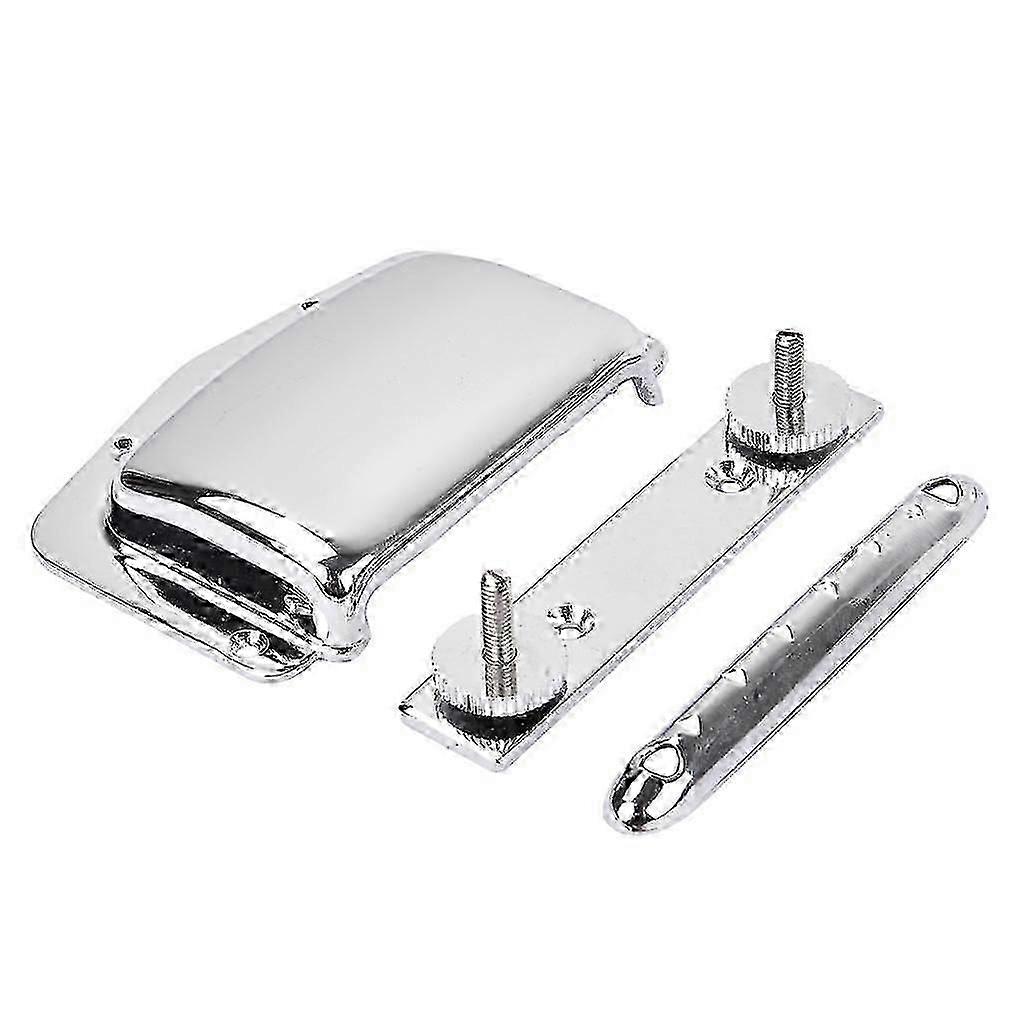 chrome electric guitar bridge set with adjustable tailpiece