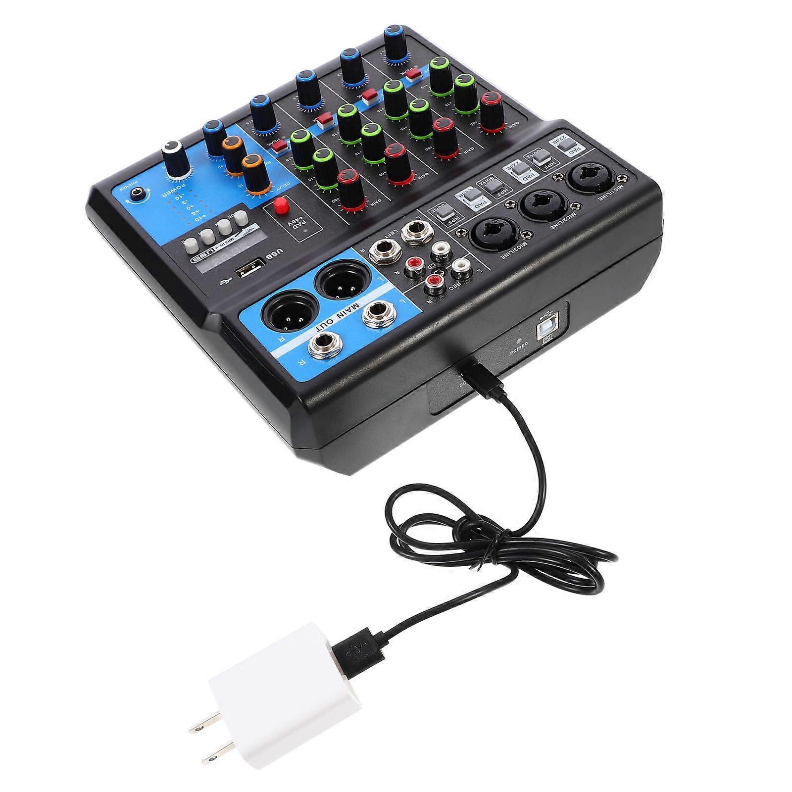 5 Channel Audio Mixing Console Voice Processor For Audio Engineers Stage Performance Black 1 Set