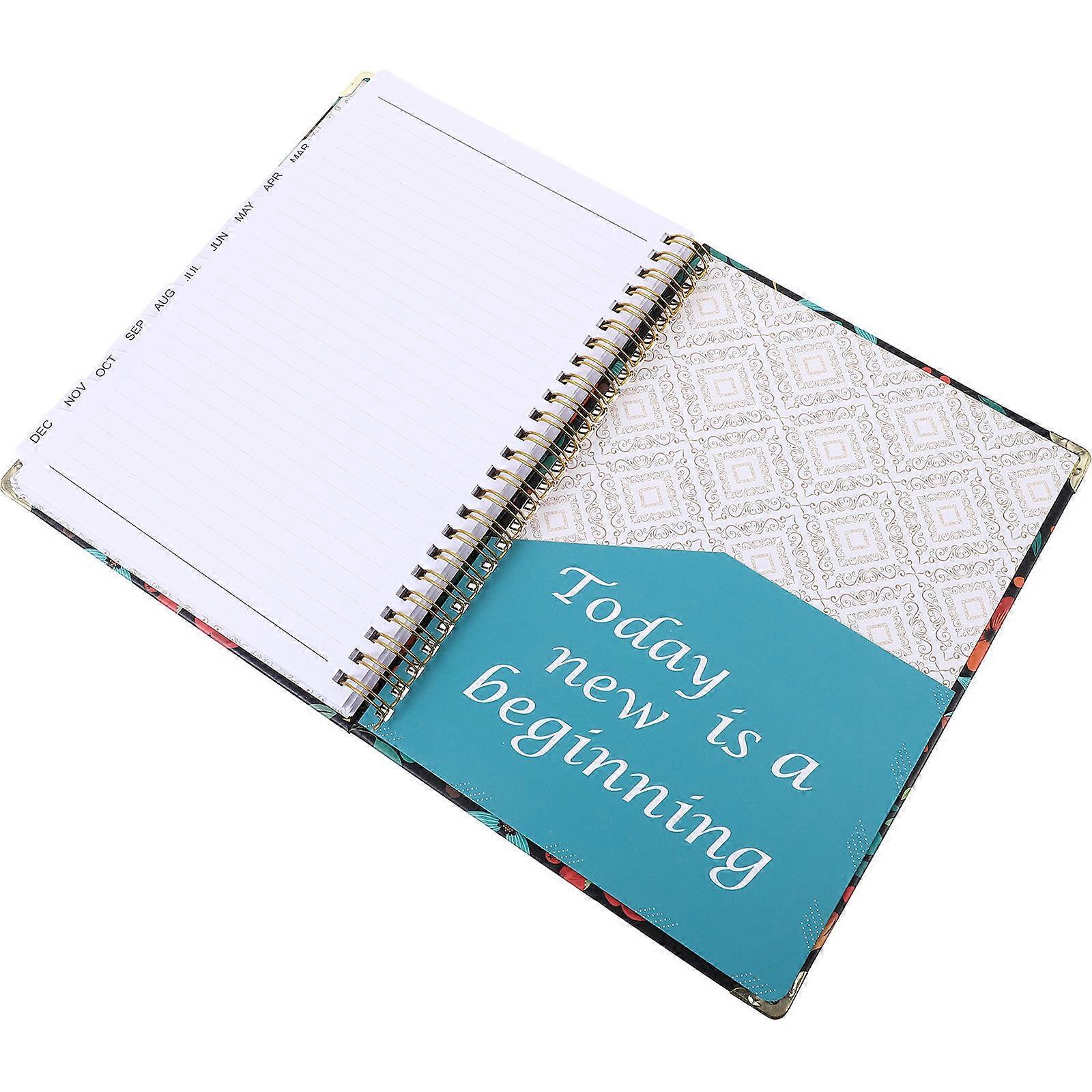 Spiral Notebook Monthly Planner 2024 for Writing Use 5Pcs English Notepad