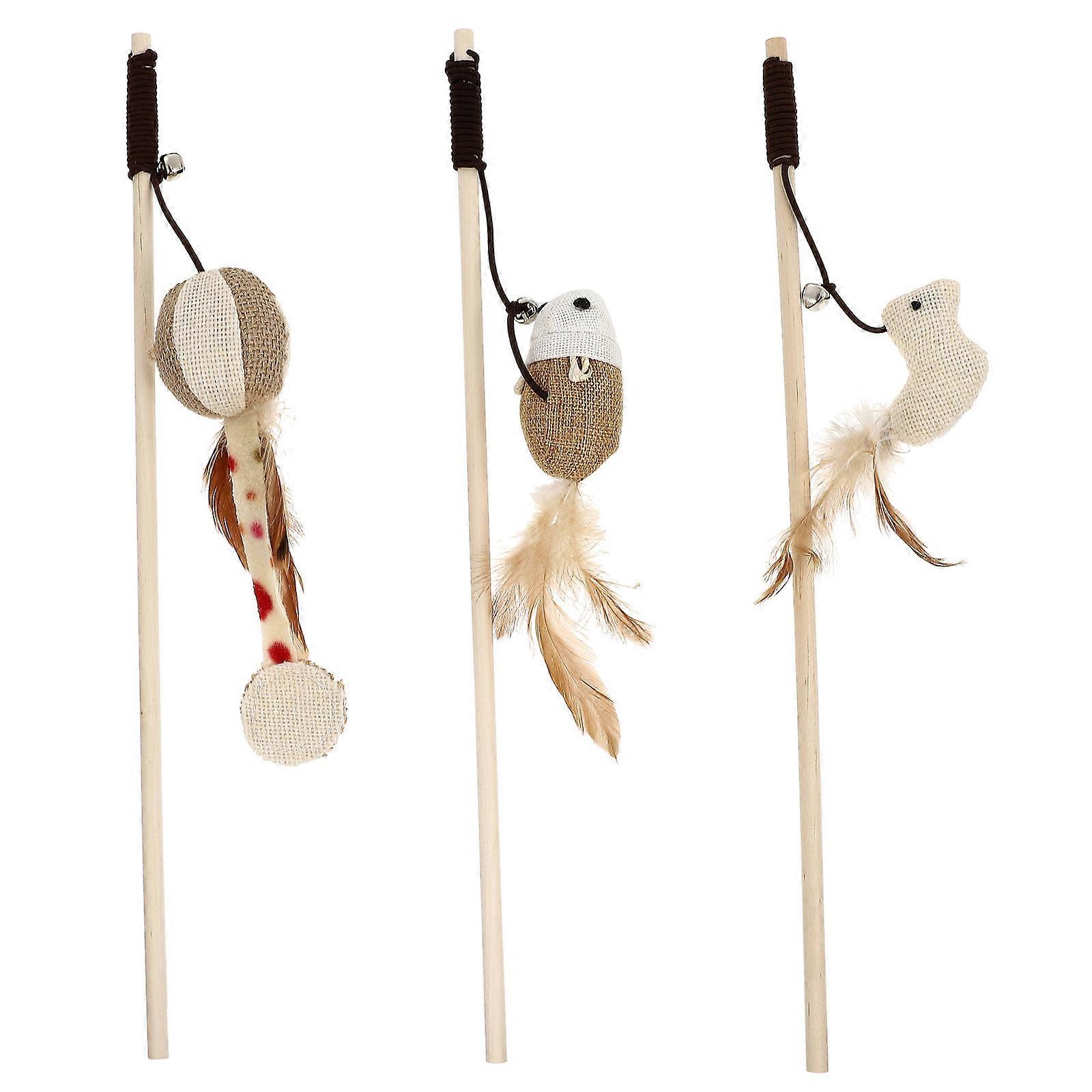 6Pcs Cat Teasing Stick with Bell Interactive Pet Toys