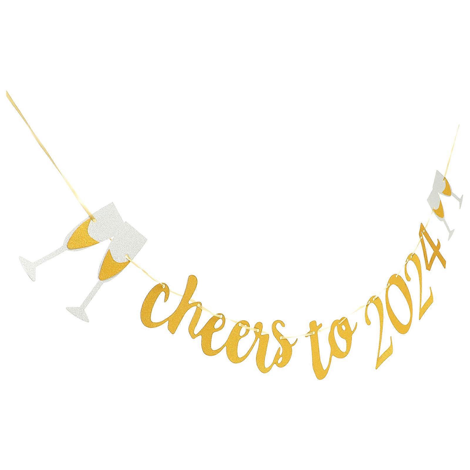 Rectangular New Year Celebration Decor Festival Style Banner Ideal For Party Home Office 2 Sets