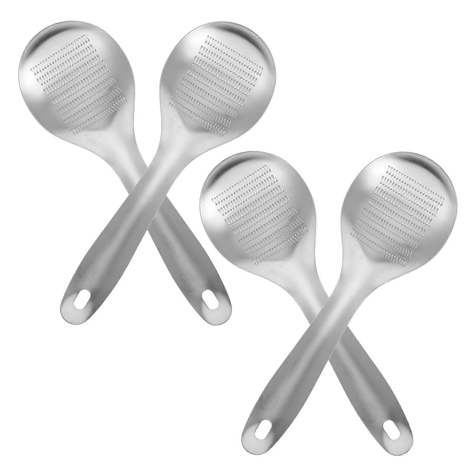 Multifunctional Stainless Steel Spoon Shape For Root Vegetable Garlic Ginger 4Pcs