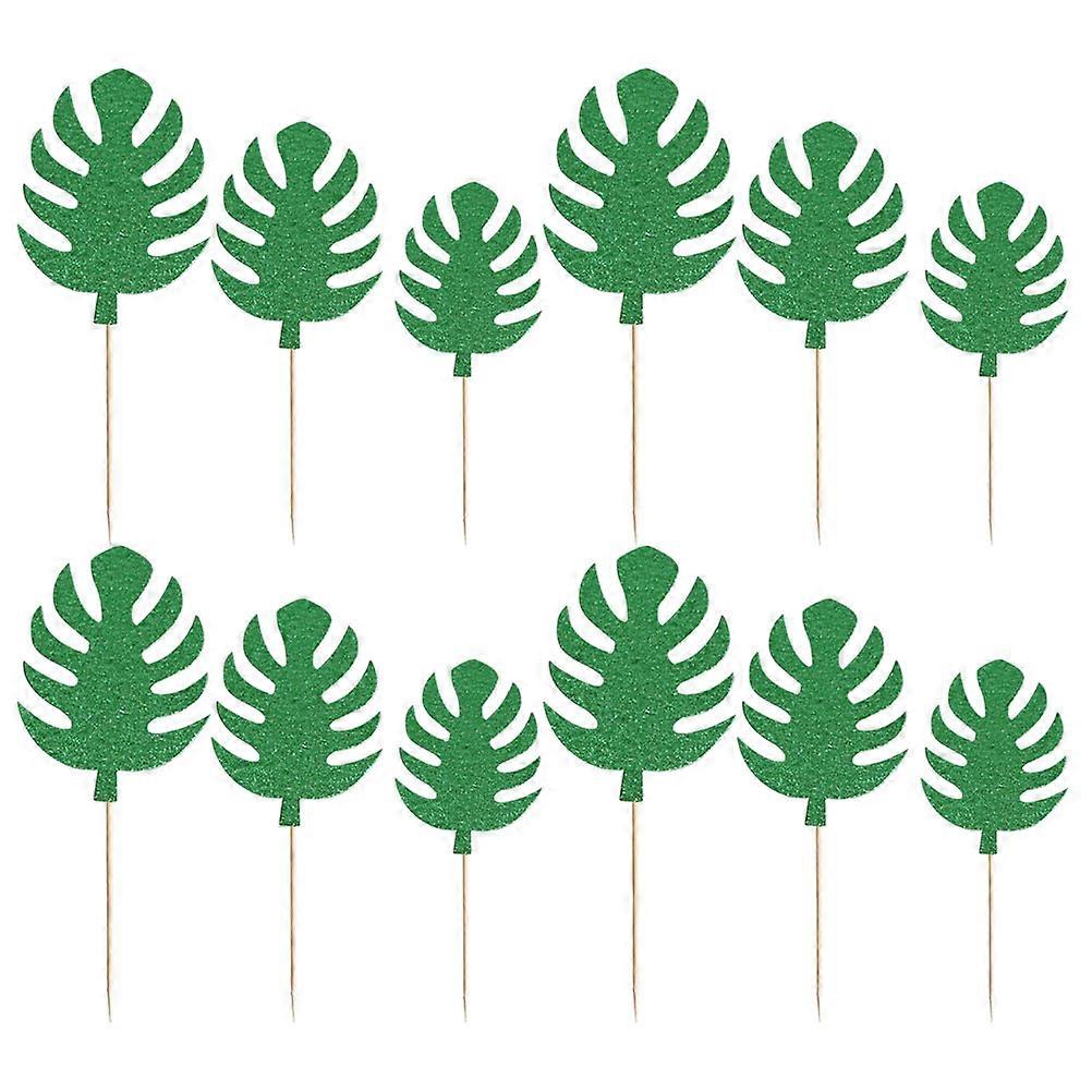Leaf Cake Picks Monstera Leaf for Cake Decoration 30Pcs Green Party