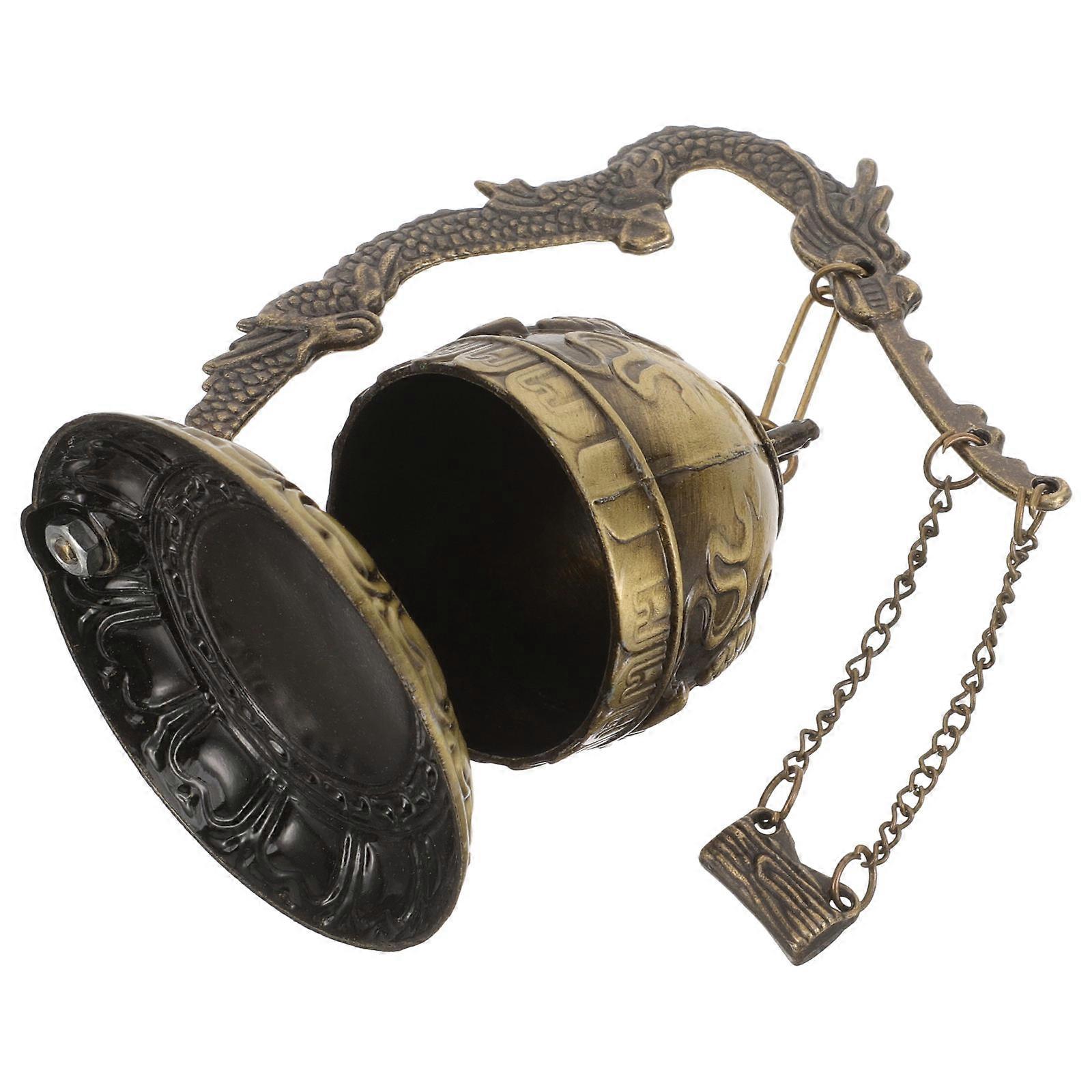 Vintage Bell Ornament Tabletop Decor For Home And Office Golden Alloy Bell Shape With Clock Function 1Pcs