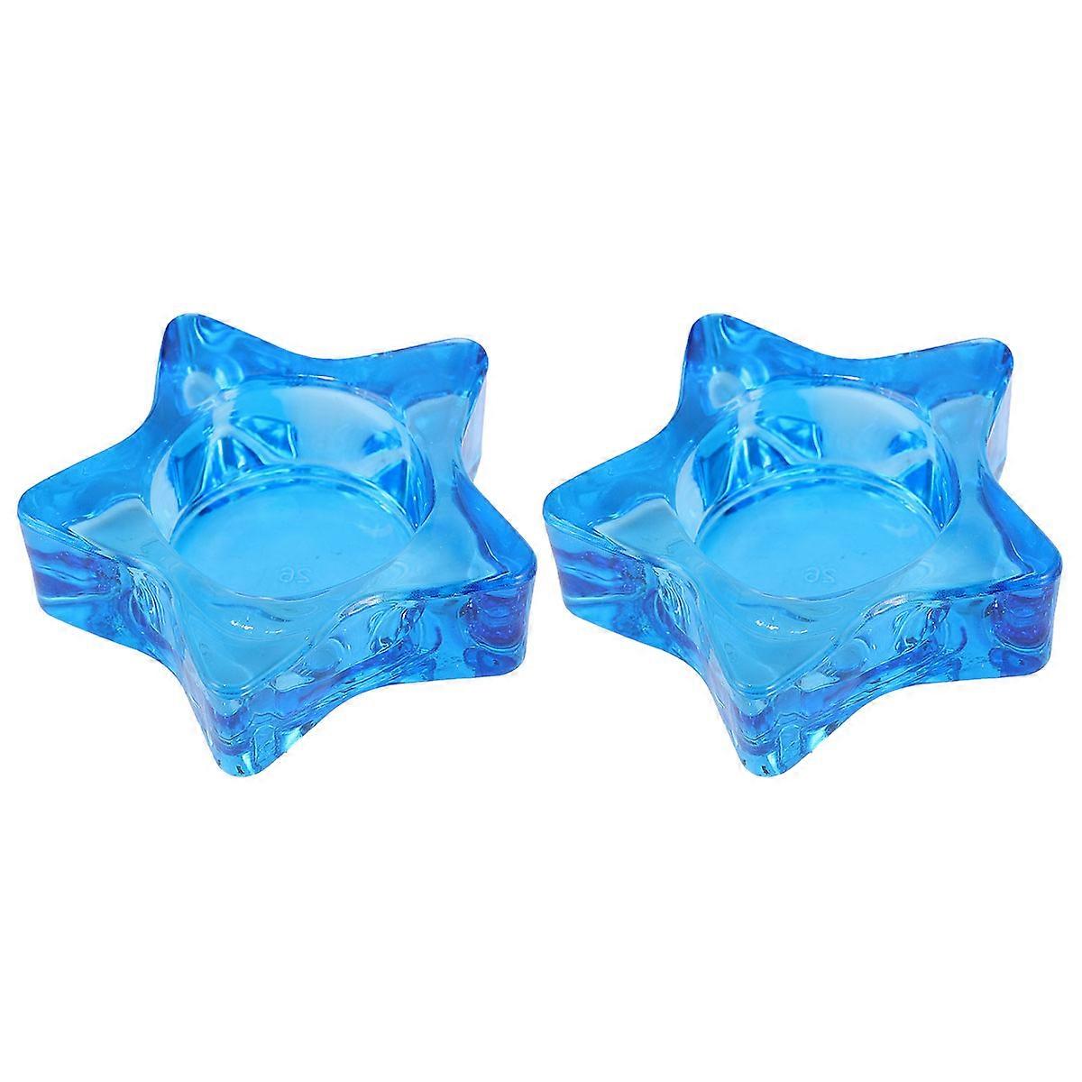 Romantic Candle Holder Blue Candlestick with Pentagram Shape 6Pcs