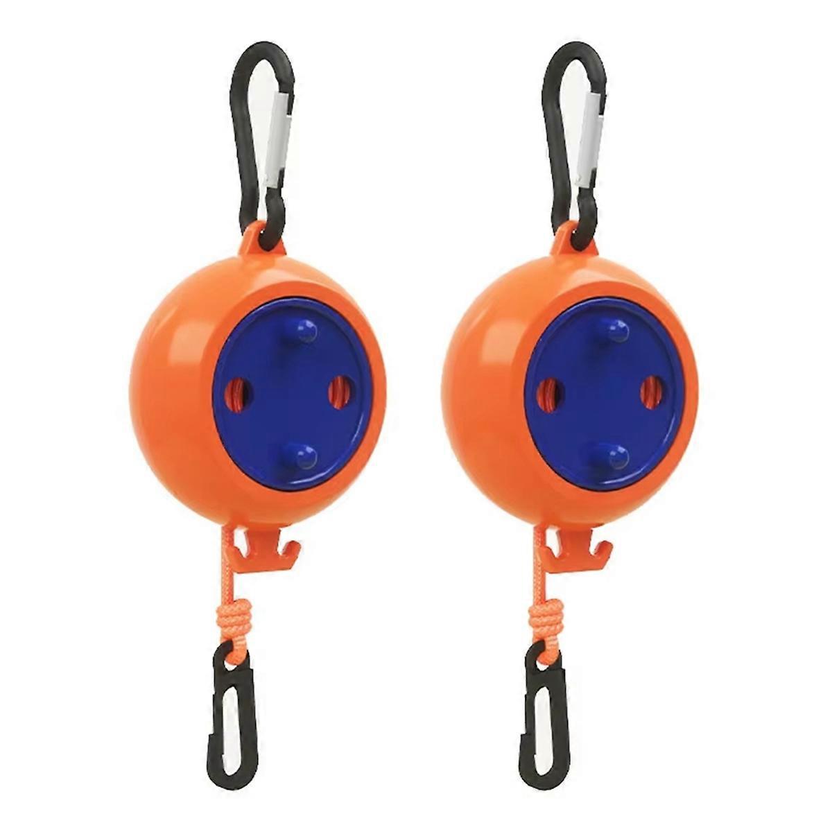 2PCS Non Perforated Clothesline Retractable Hanging Rack Orange