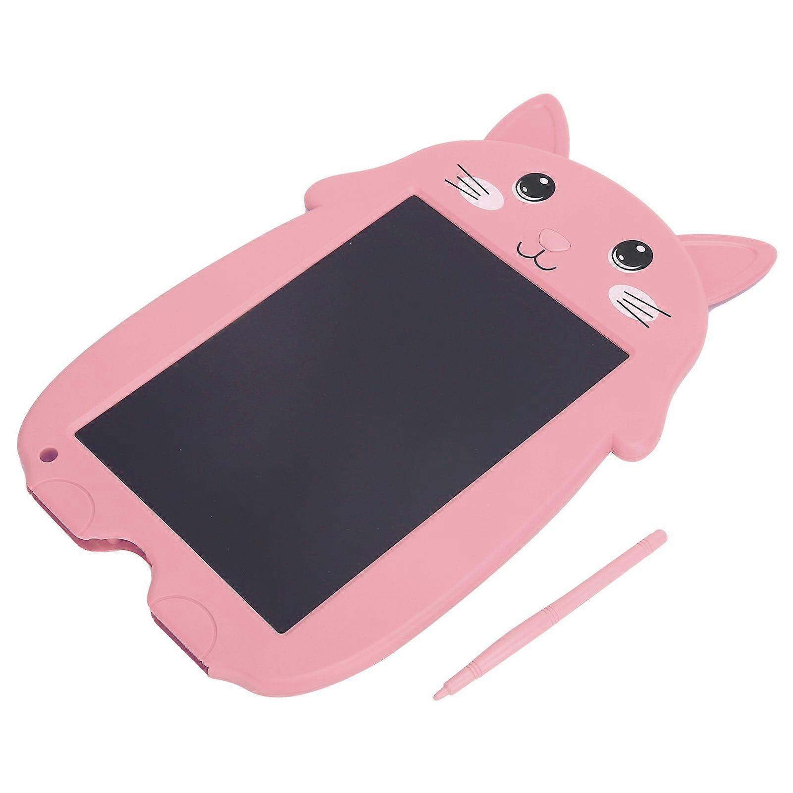 9in LCD Writing Tablet Cartoon Cat Digital Drawing Board with AntiErasing Lock for Children(Pink )