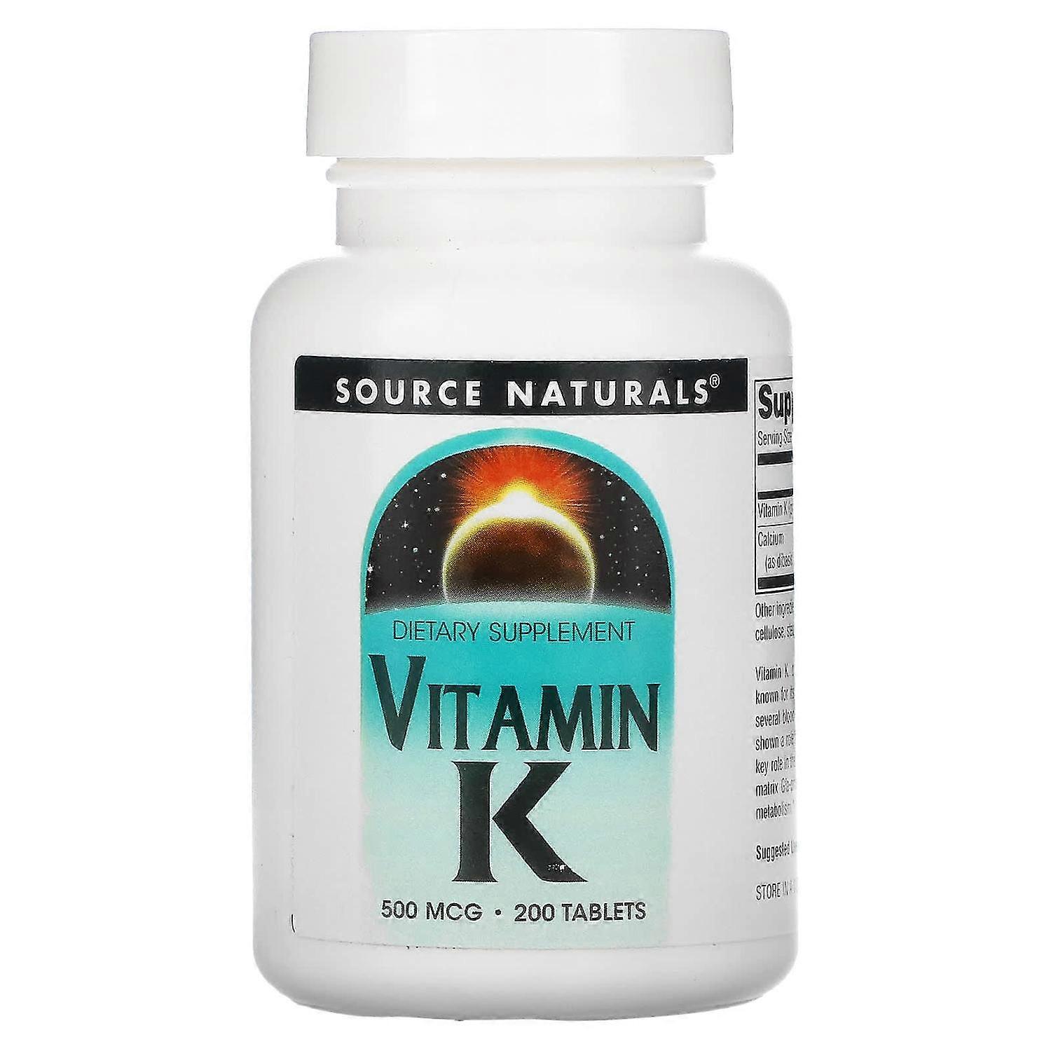 Source Naturals, Vitamin K, 500 mcg, 200 Tablets
