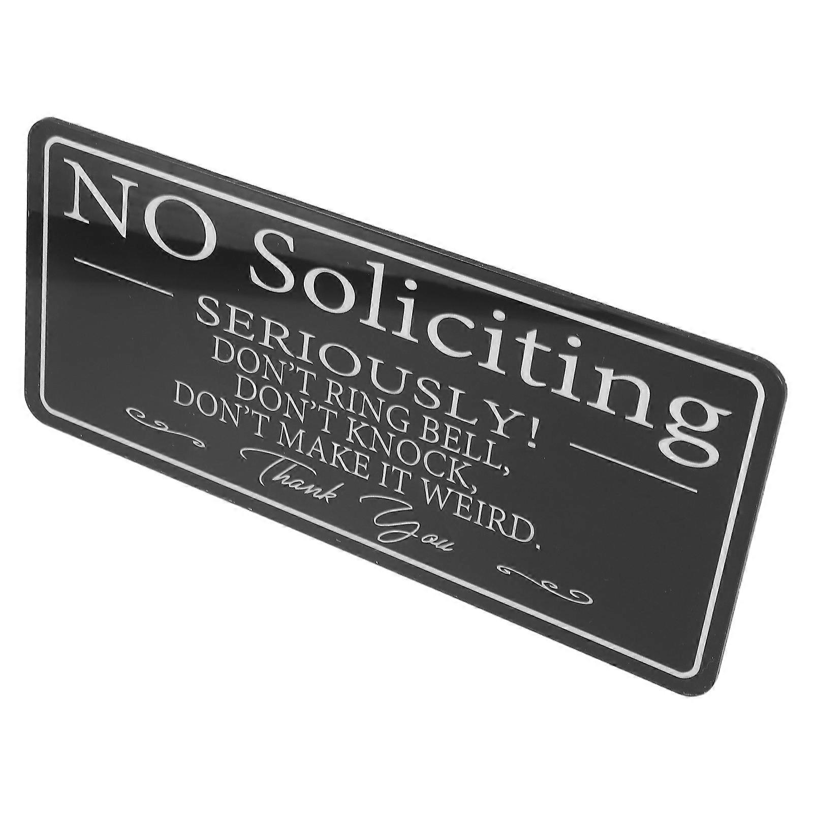 Black No Soliciting Door Sign Acrylic for Office 2Pcs Self Adhesive