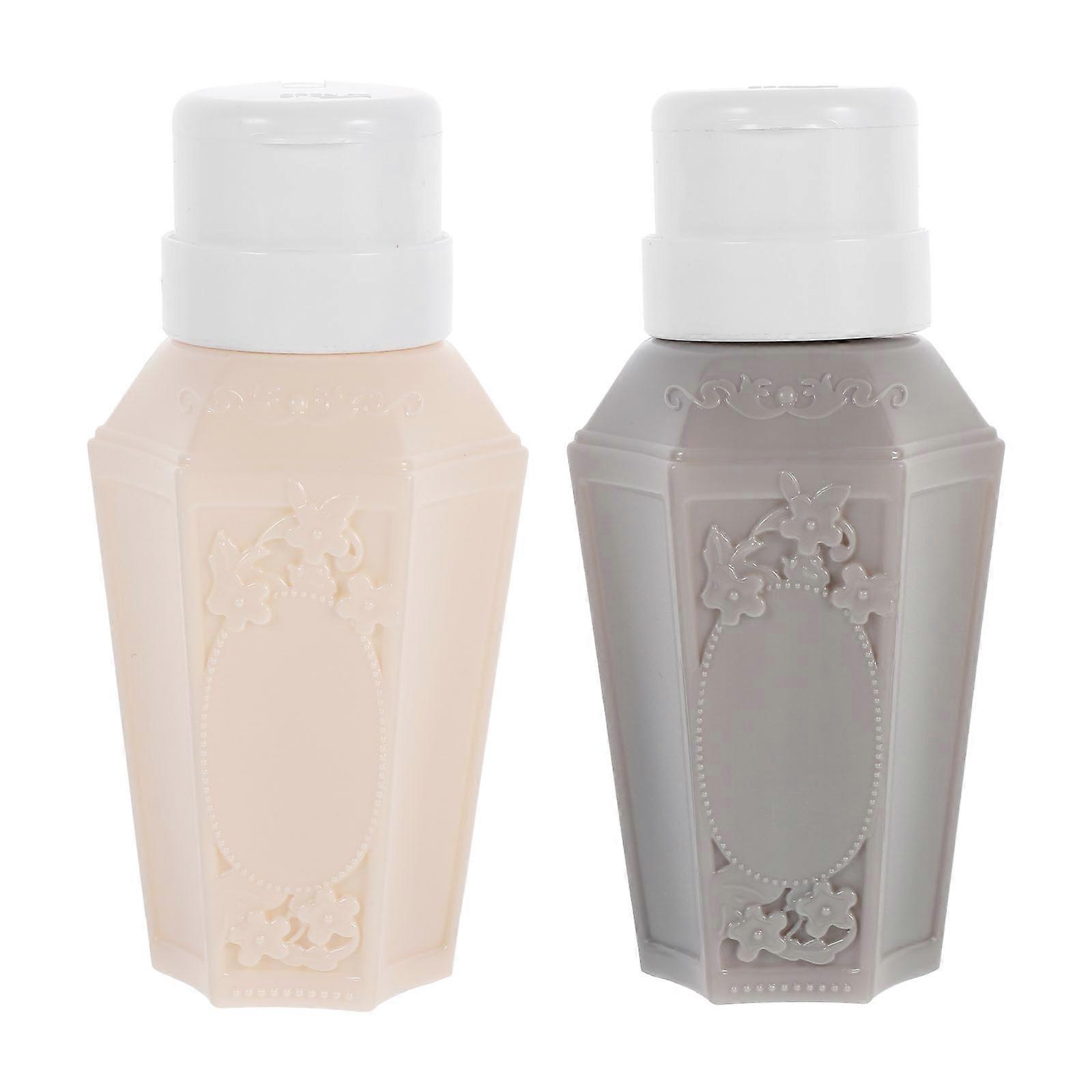 Empty Press Bottle 2Pcs PP Assorted Color Travel-Friendly Press Bottle for Nail Polish Remover