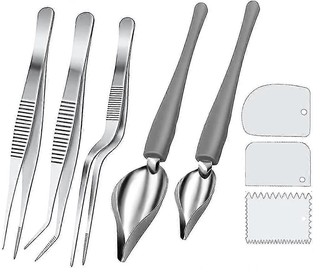 8 قطع الشيف الفن قلم رصاص ملعقة الديكور مجموعة، الفولاذ المقاوم للصدأ ملاقط الطبخ