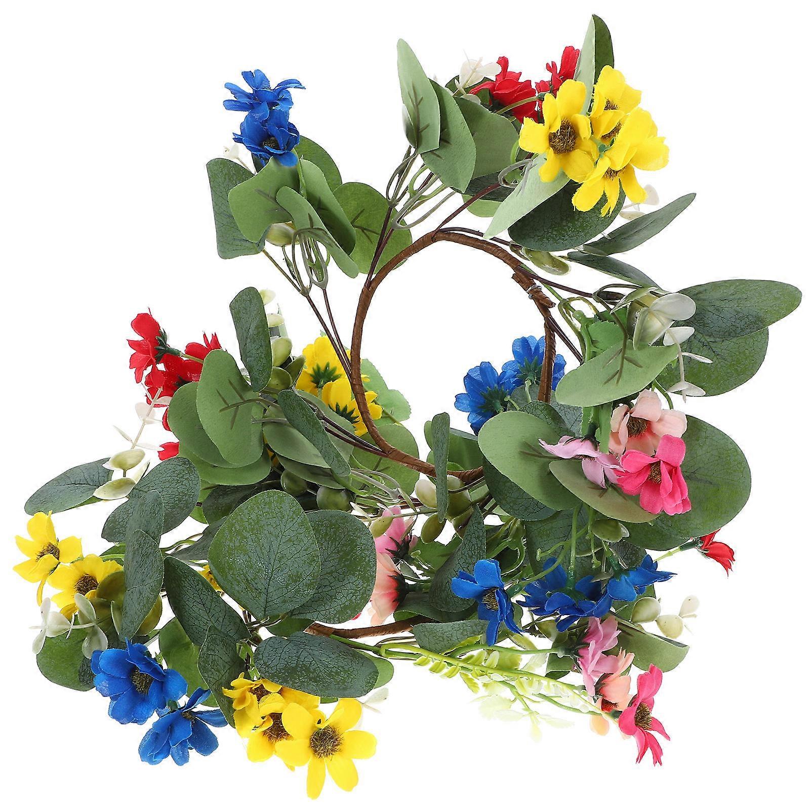 Candle Rings Eucalyptus Leaf Candle Rings for Decor 4Pcs Multi Color Design