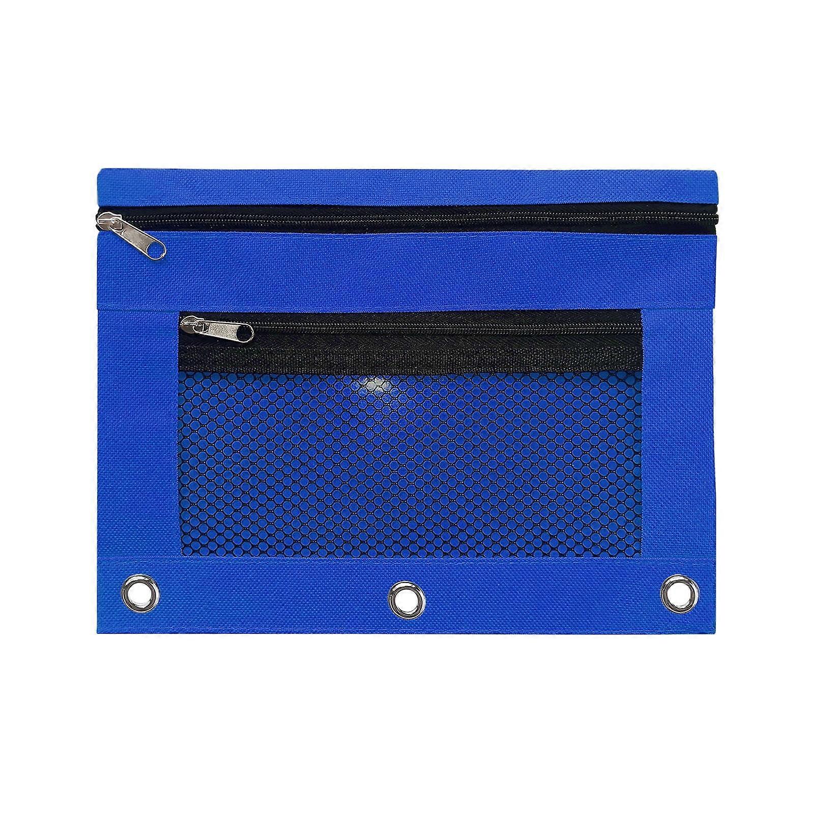 2 Pack Binder Pencil Pouches for 3 Ring Binder, Double Zipper with Clear Window, Big Capacity & Reinforced Grommets, Compatible with 3 Ring Binders