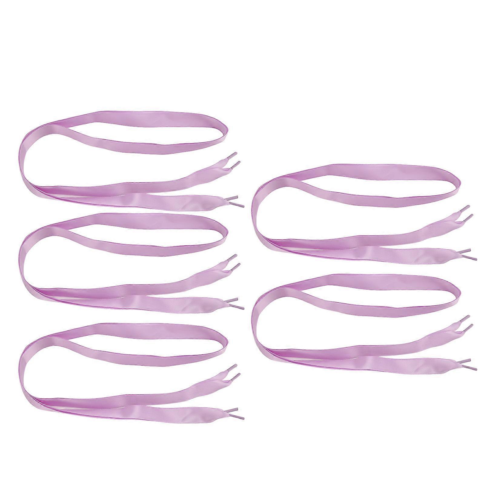 5 Pairs Silk Ribbon Pure Color 0.8in Wide Elegant Smoothing Satin Shoelaces for DIY Craft Decoration