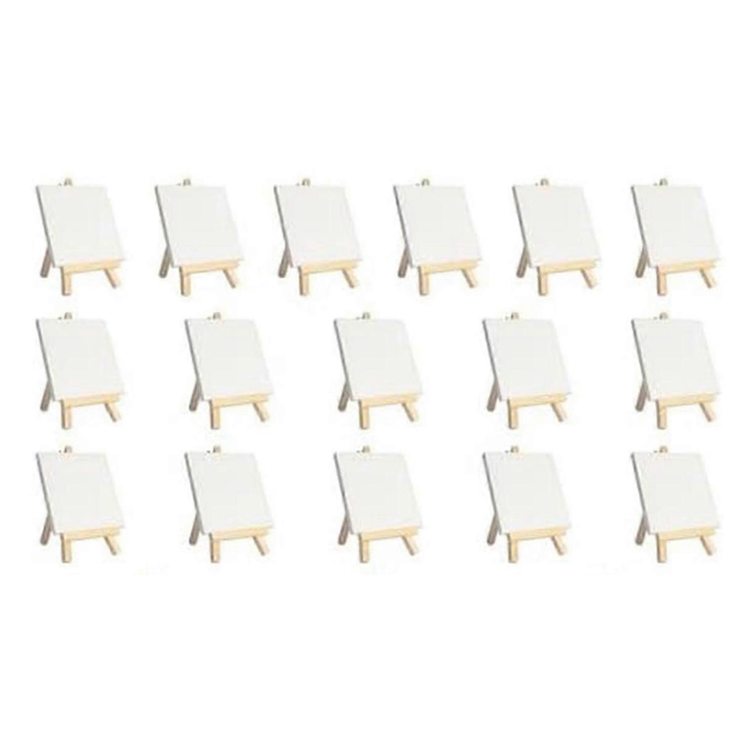 Mini Canvases with Easel Sets 16 Pack, Small Painting Canvas with Mini Easel 4 X 4 Inch Art Canvases