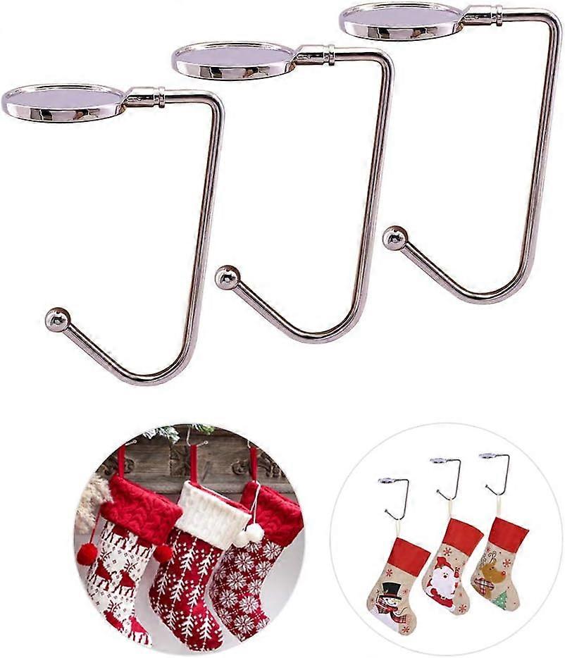 3PCS Christmas Stocking Holders Metal Hooks Hanger Grip Clips