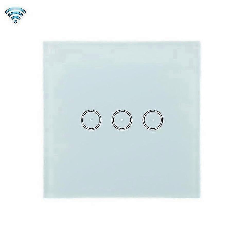 25-26 For Wifi Wall Touch Panel Switch Voice Control Mobile Phone Remote Control Model 3 Gang Zero Firewir