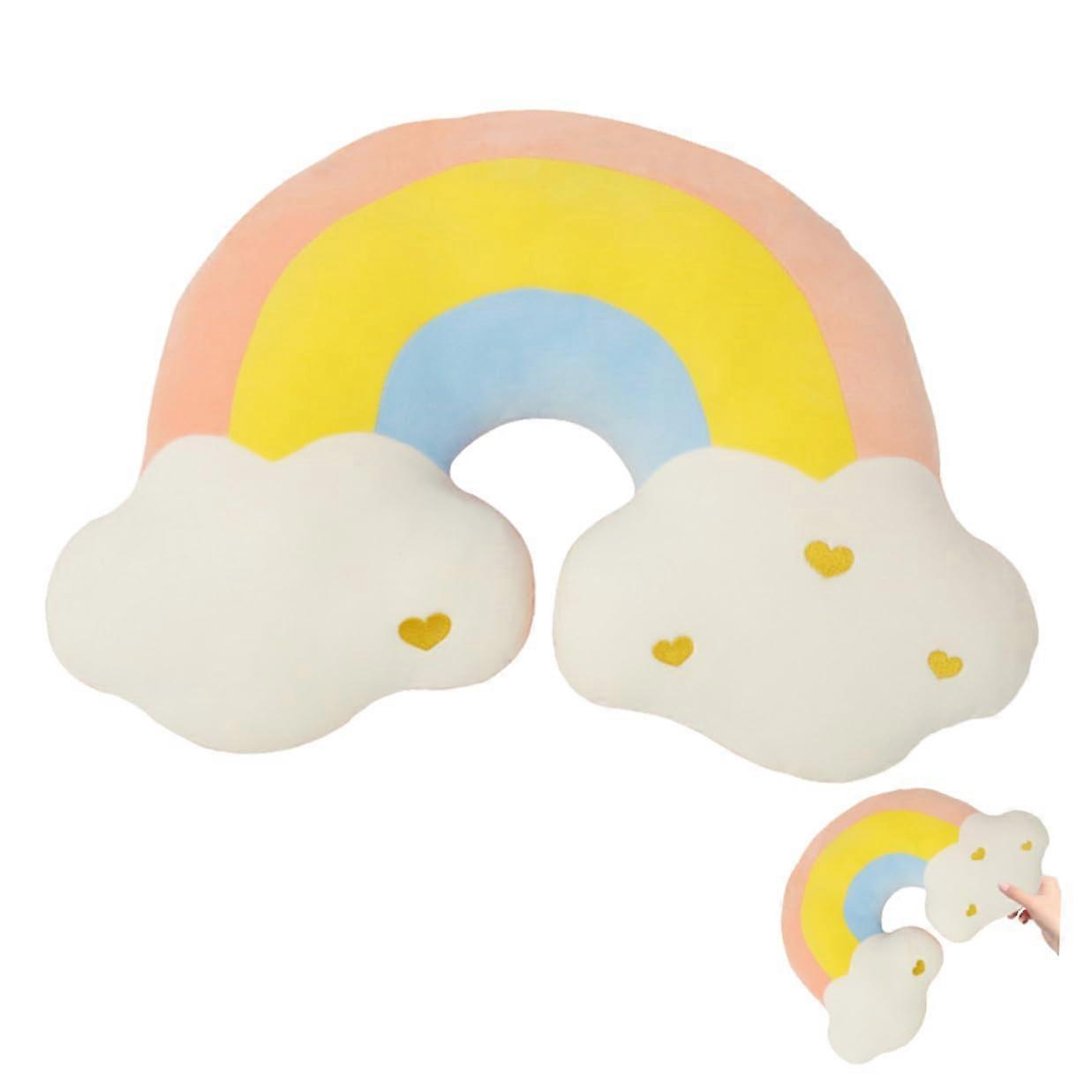 Plush Cloud Rainbow Pillow Soft Decorative Throw Cushion Filled With Elastic PP Cotton For Home Bedroom Office Car Decor
