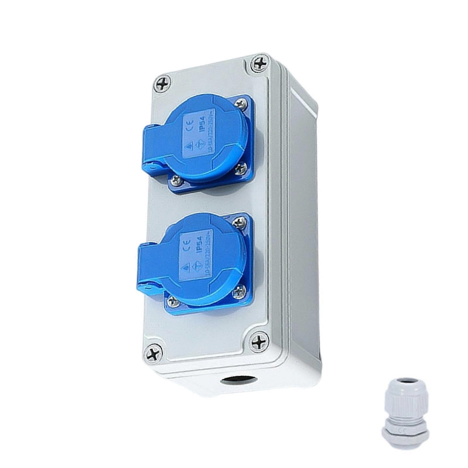 Outdoor Grade 3 Prongs 16A Sockets Enclosures with Seal Gaskets Moistureproof Housing Upgrades for Household Appliances Multicolor