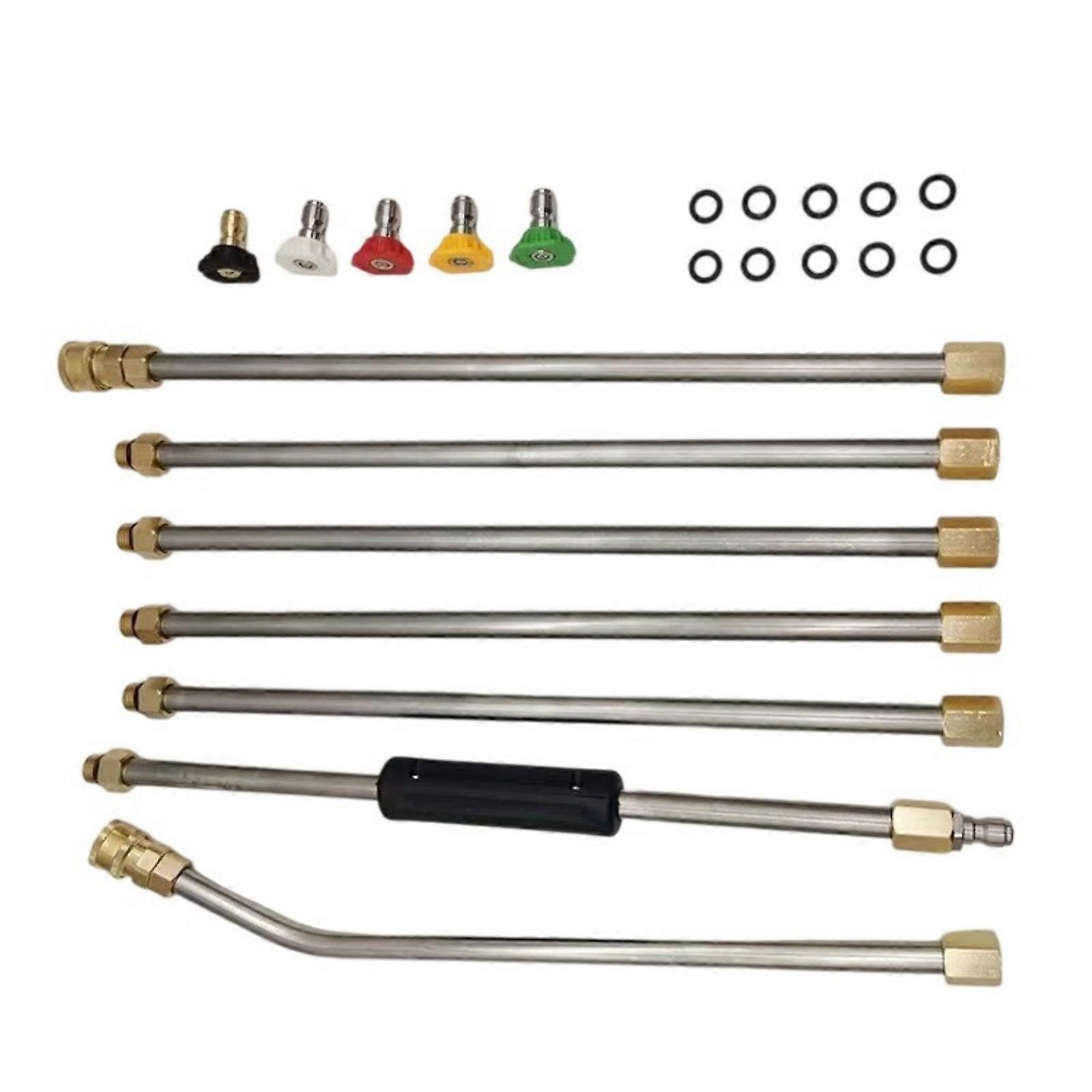 Pressure Washer Extension Rod Set 7 Interchangeable Lances With 1/4" Quick Connect Design 5 Nozzles For Deep Cleaning Multicolor