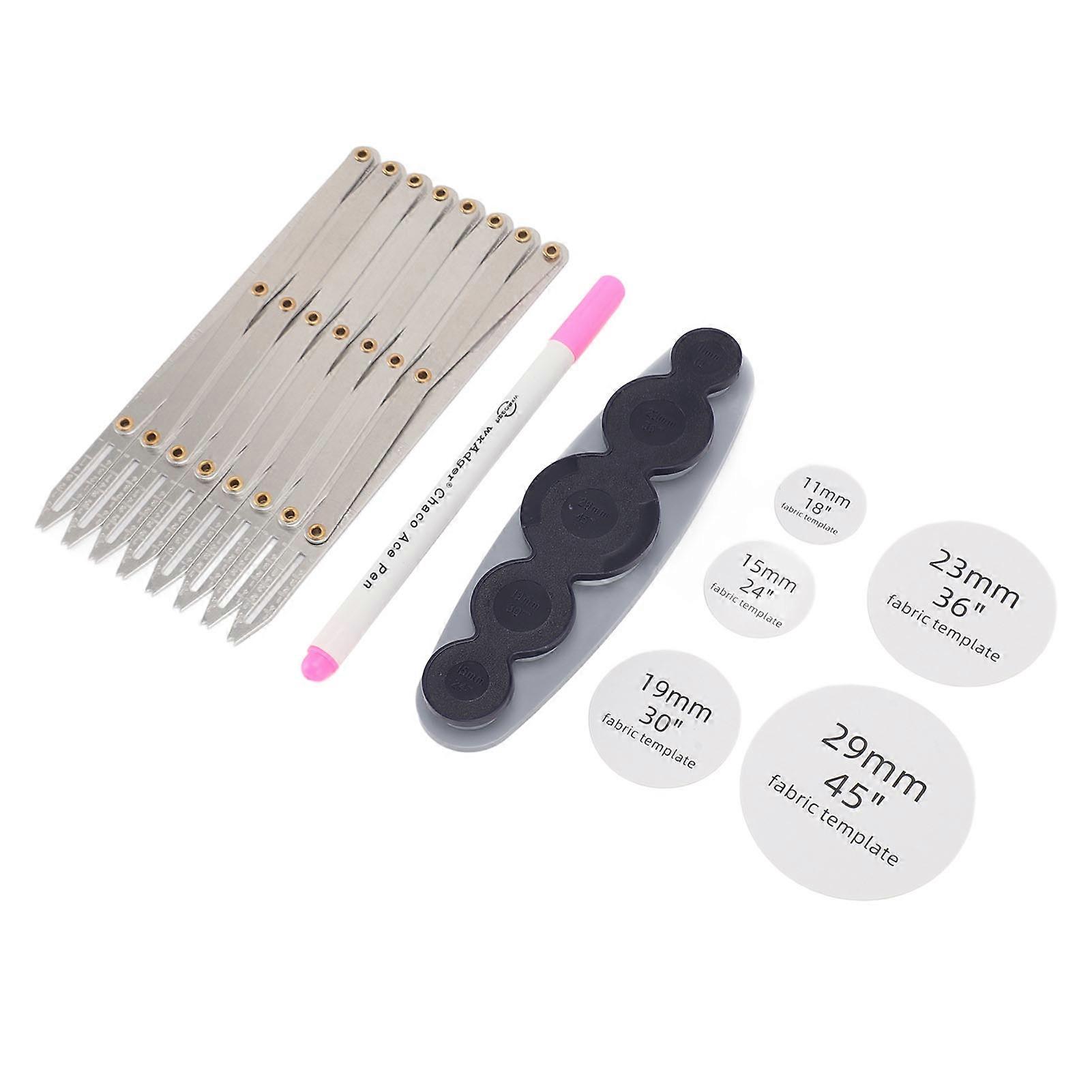 Expanding Sewing Gauge Aluminum 8 Heads Button Guide Equal Space Divider Sewing Tool for Buttons Pleats Crafts with 5 in 1 Bag Button DIY Tool