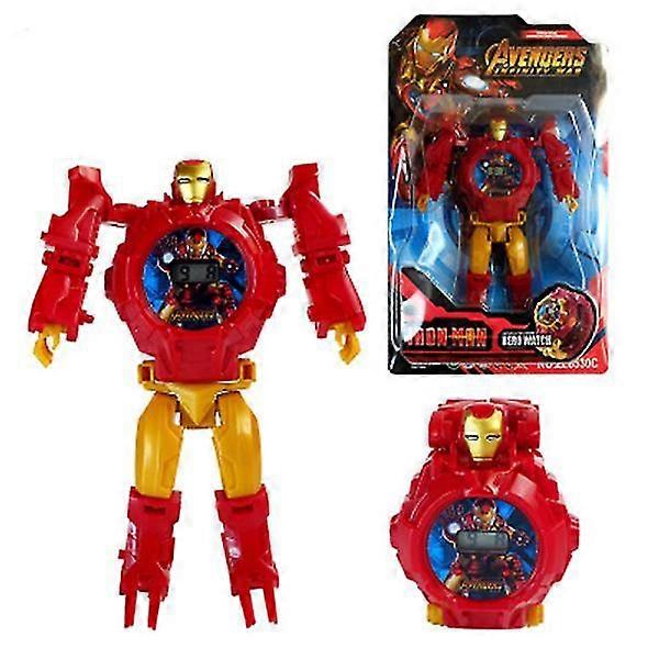 Moderiktiga barn 3D-projektionsklocka Robotdeformationsklocka Leksakselektronisk tecknad klocka för pojkar och flickor Ny ankomst