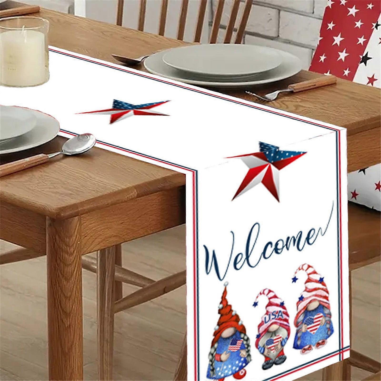 HKUKY Creative Independence Day Linen Printed Table Flag Table Decorations