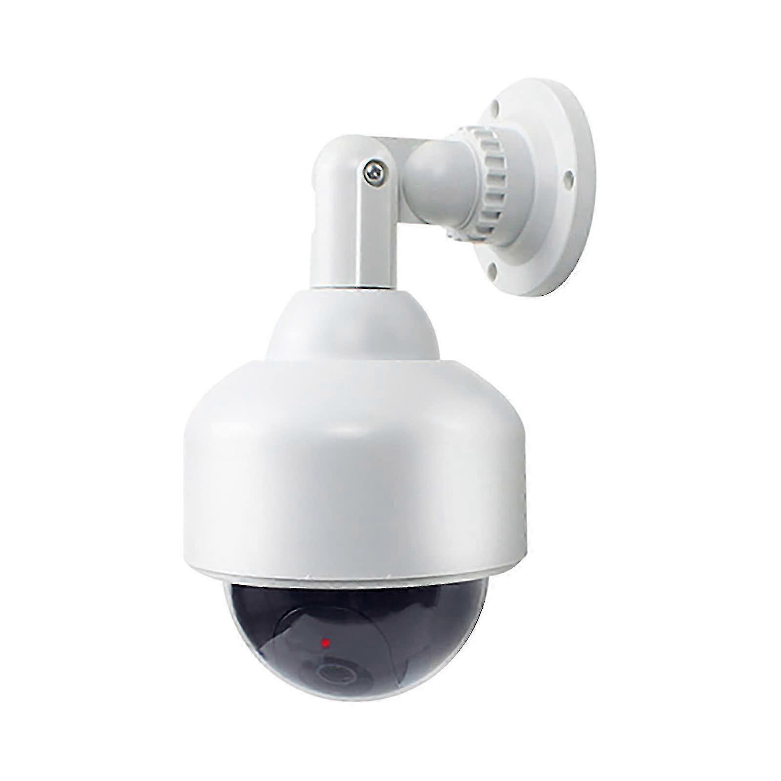 Fake Security Camera, Dummy Hemisphere Camera with Flashing Red LED Light, Simulated Surveillance System for Home Business Parking Lot