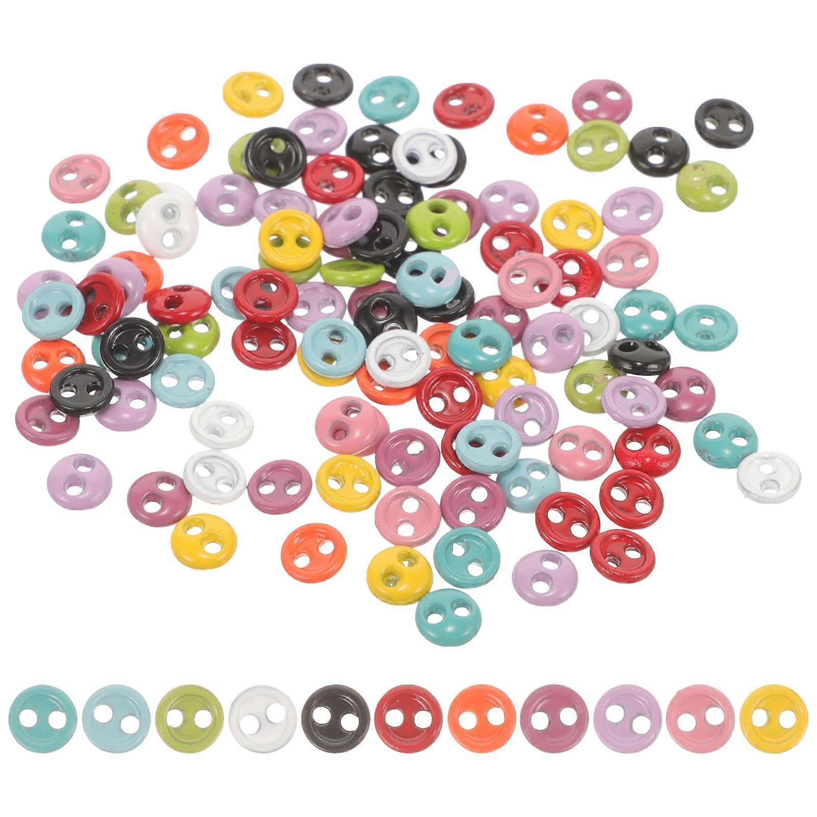 100Pcs Mini Buttons for Doll Clothes Tiny Resin Buttons Mini Resin Round Buttons for Dolls Clothing