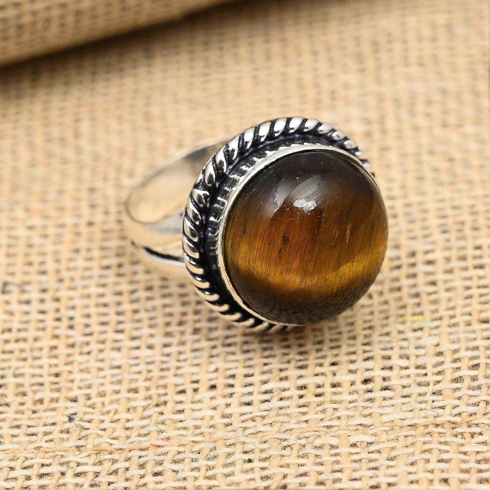 Tiger's Eye Gemstone Handmade Solid 925 Sterling Silver Ring Jewelry