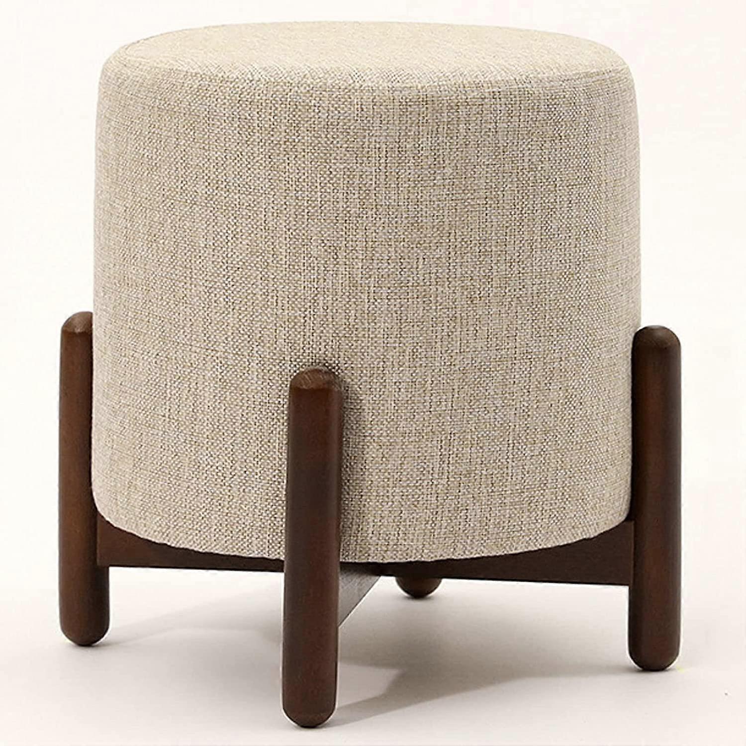 Fabric Round Footstool, Stackable, Low Height, 11.4 x 12.6 in, Space Saving Stool for Living Room